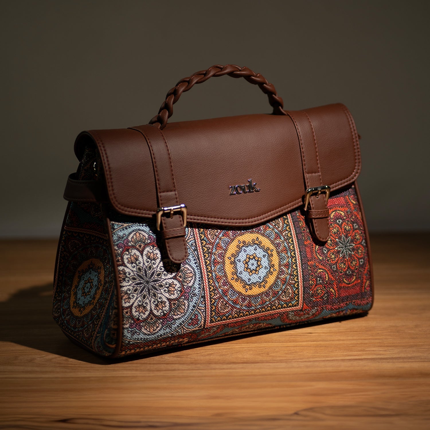 ZIP-Konkona Heritage Satchel Bag - Multicolor Mandala Print
