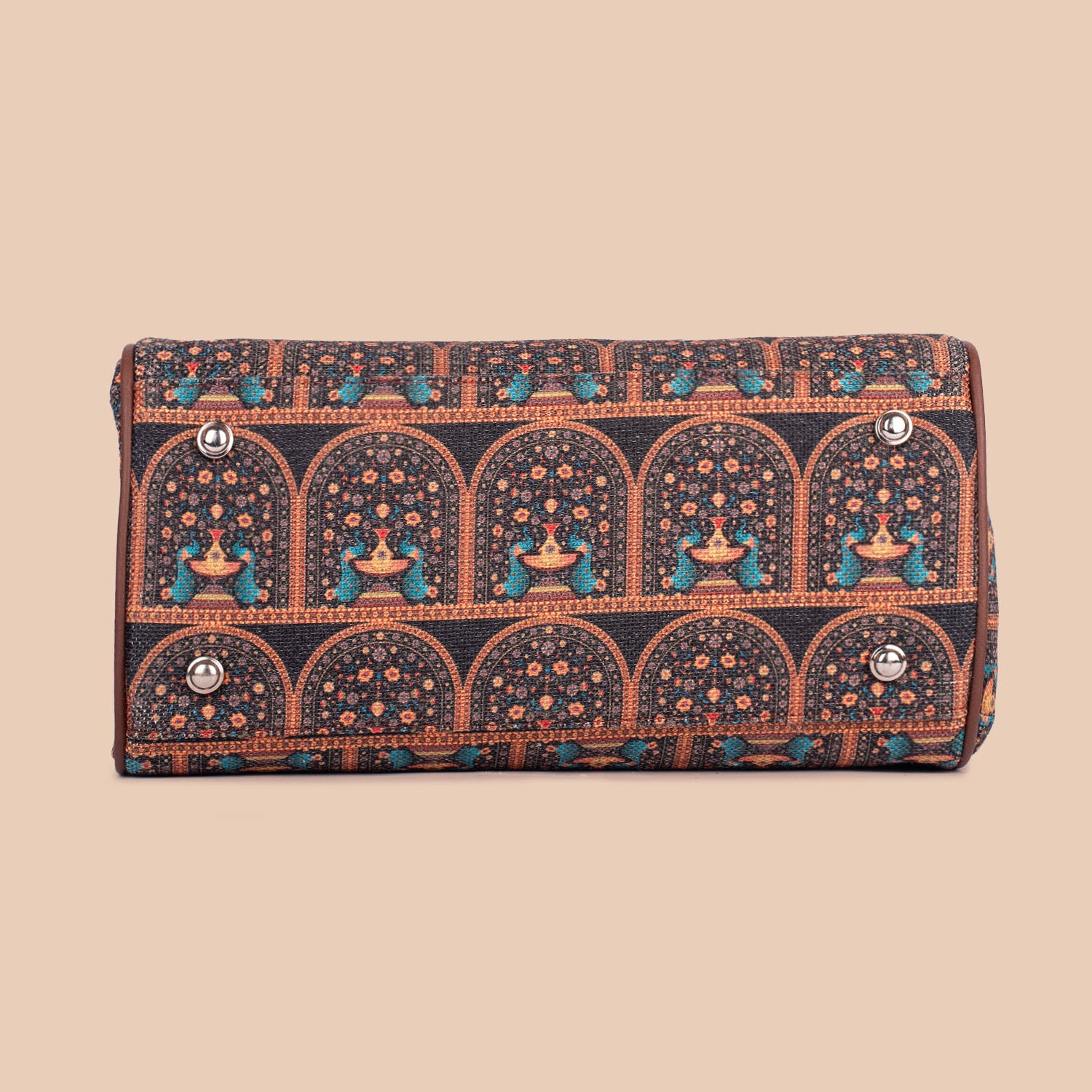 Konkona Heritage Satchel Bag - Royal Indian Peacock Motif