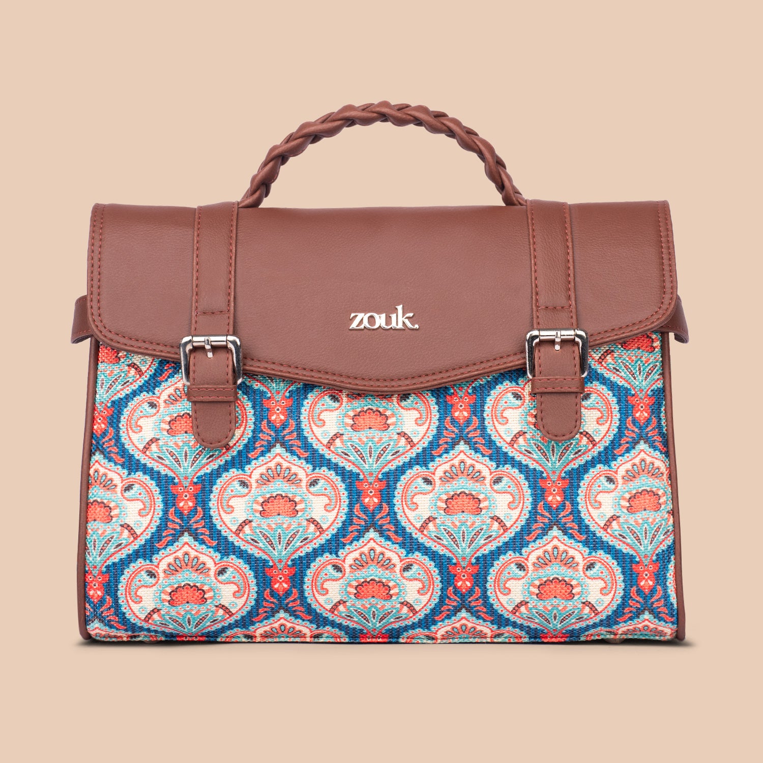 Konkona Heritage Satchel Bag - Kovil Blue