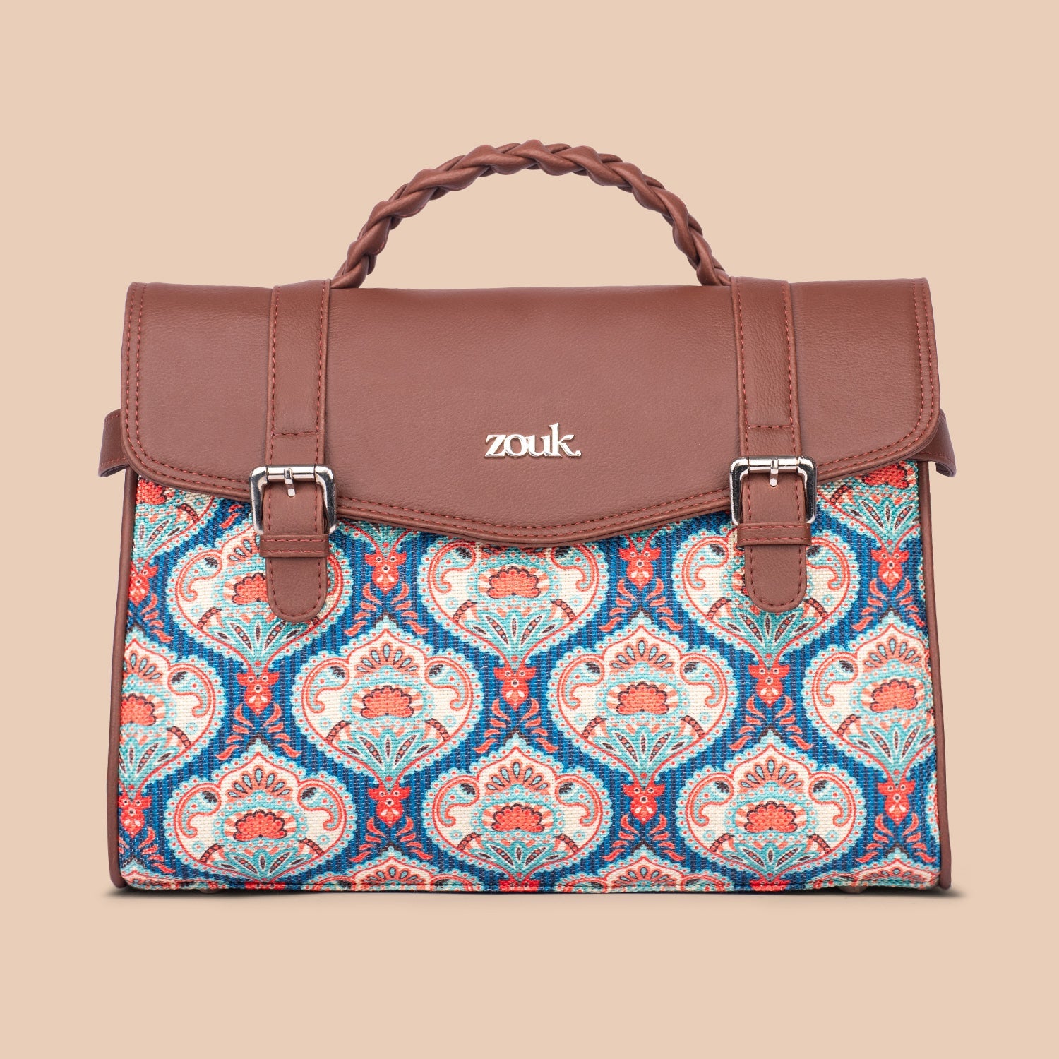 Konkona Heritage Satchel Bag - Kovil Blue