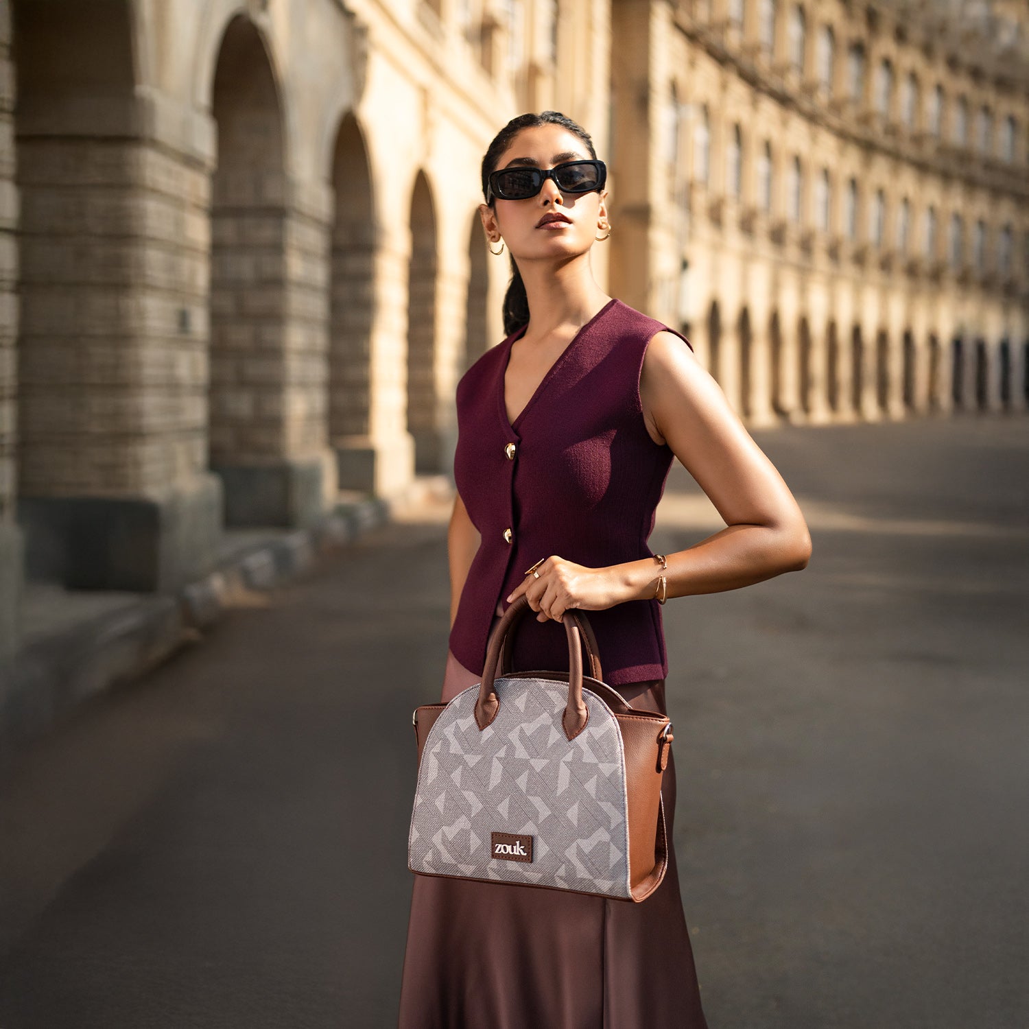 Konkona City Satchel Bag - Aravalli Abstract