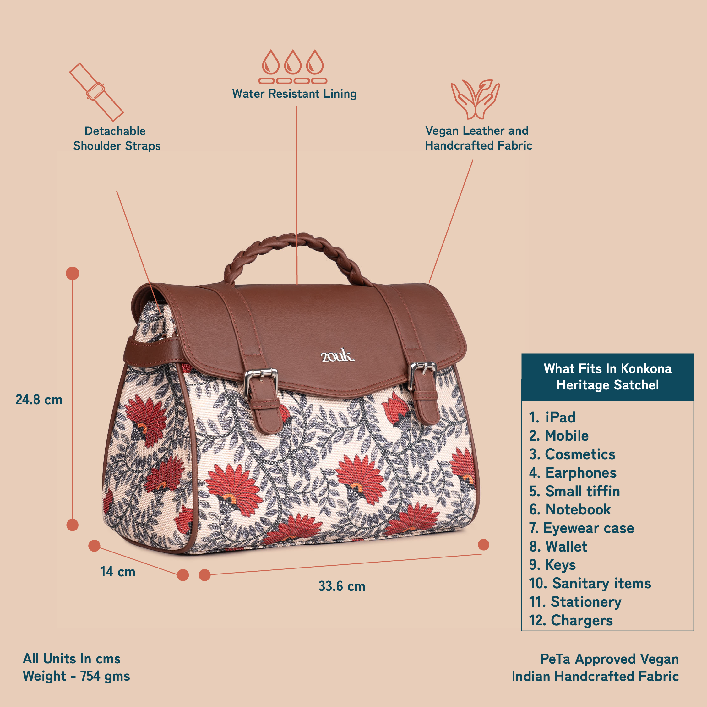 Konkona Heritage Satchel Bag - Nawabi Couture