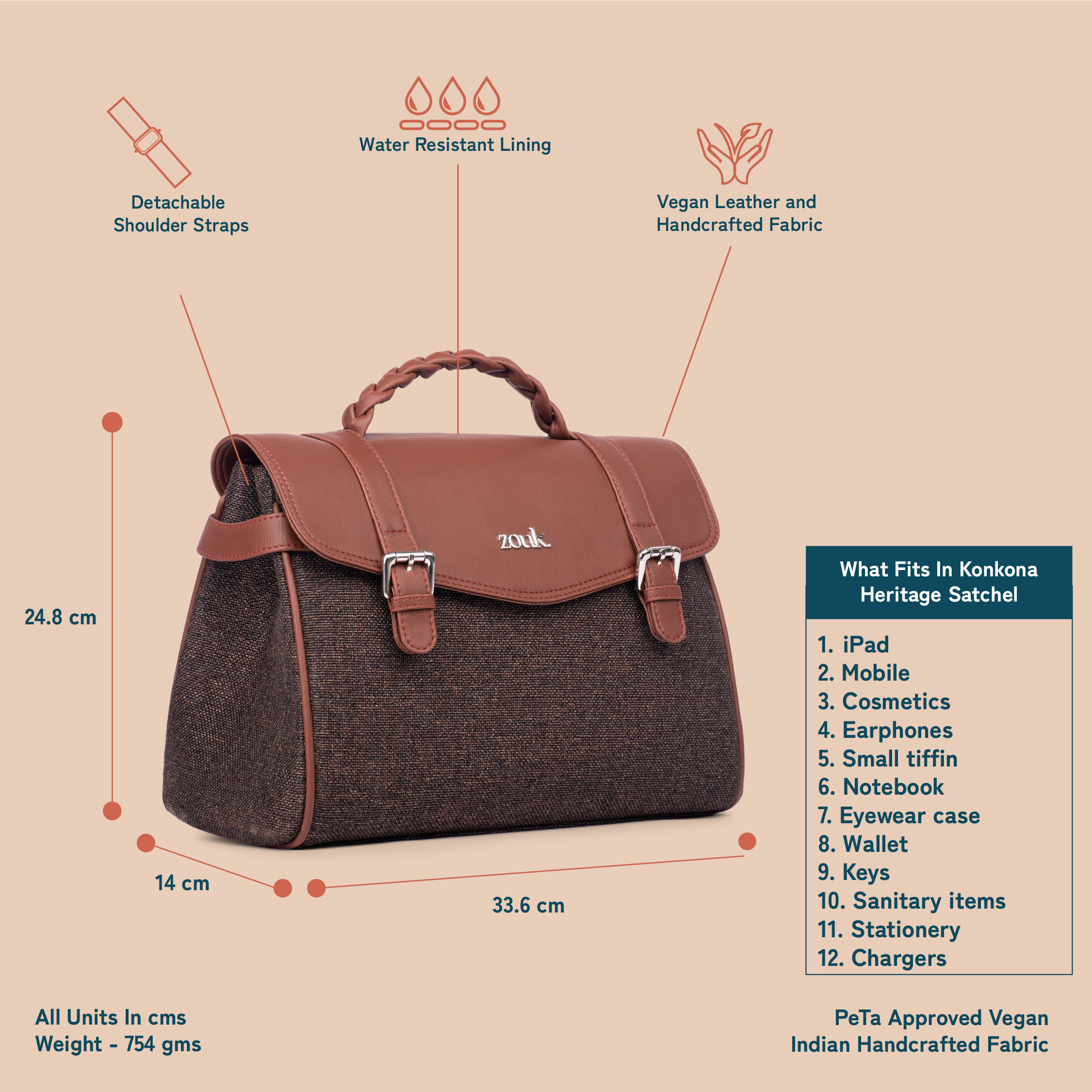 Konkona Heritage Satchel Bag - Bristel