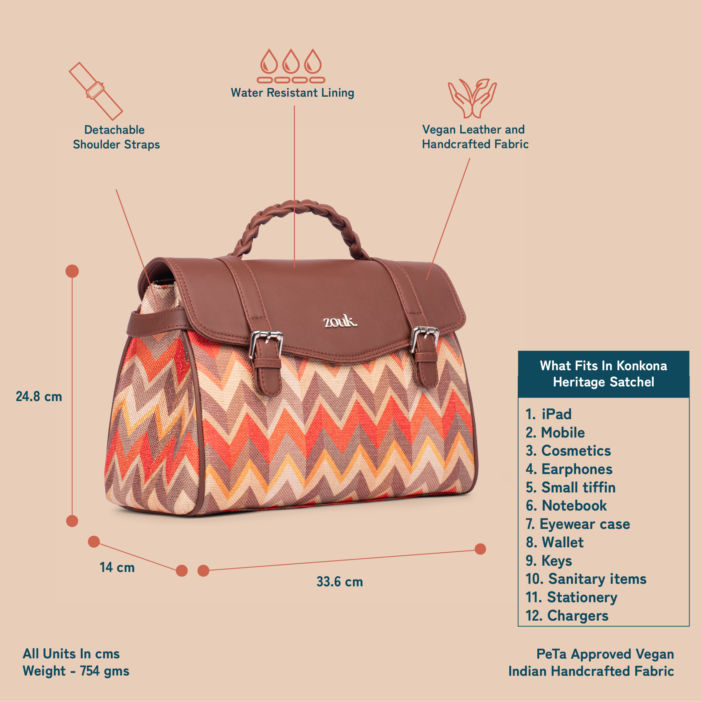 Konkona Heritage Satchel Bag - Tidal Wave