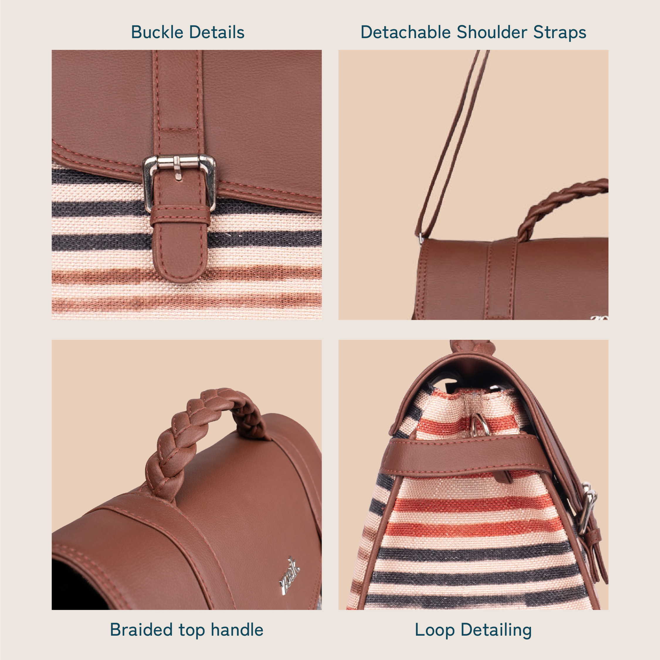 Konkona Heritage Satchel Bag - Qutub Stripes