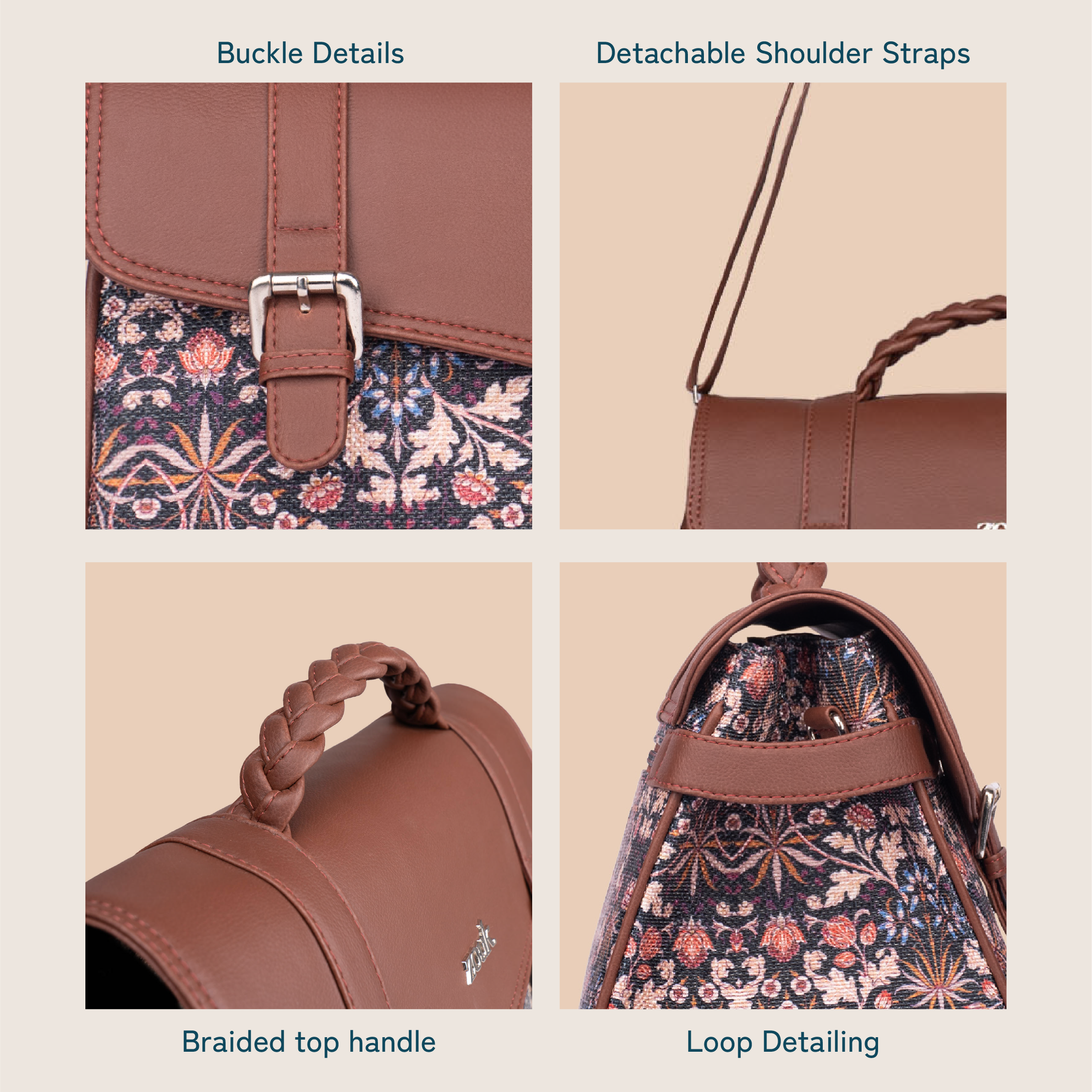 Heritage Satchel Bag - Kashmir Blooms