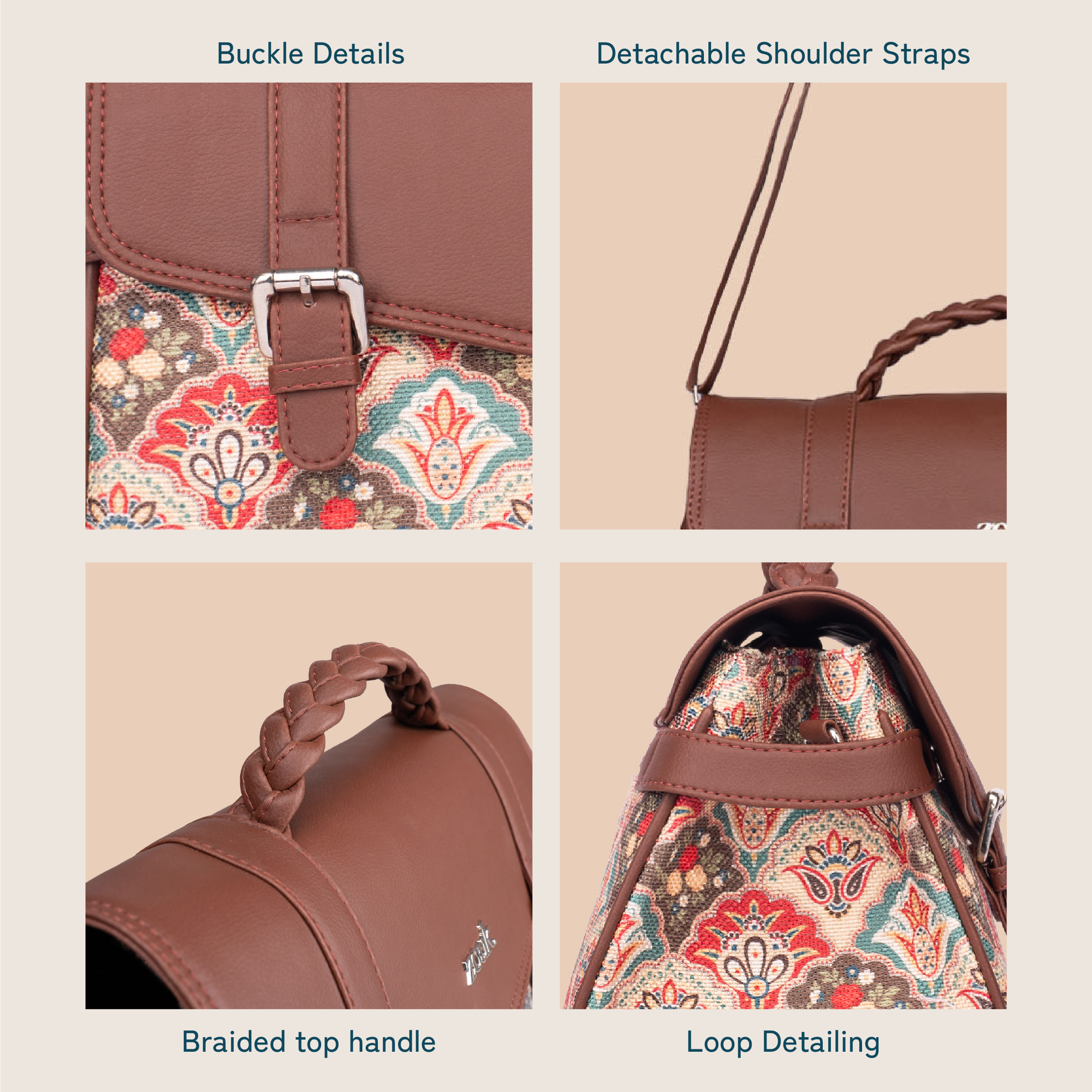 Konkona Heritage Satchel Bag - Mughal Art Multicolor