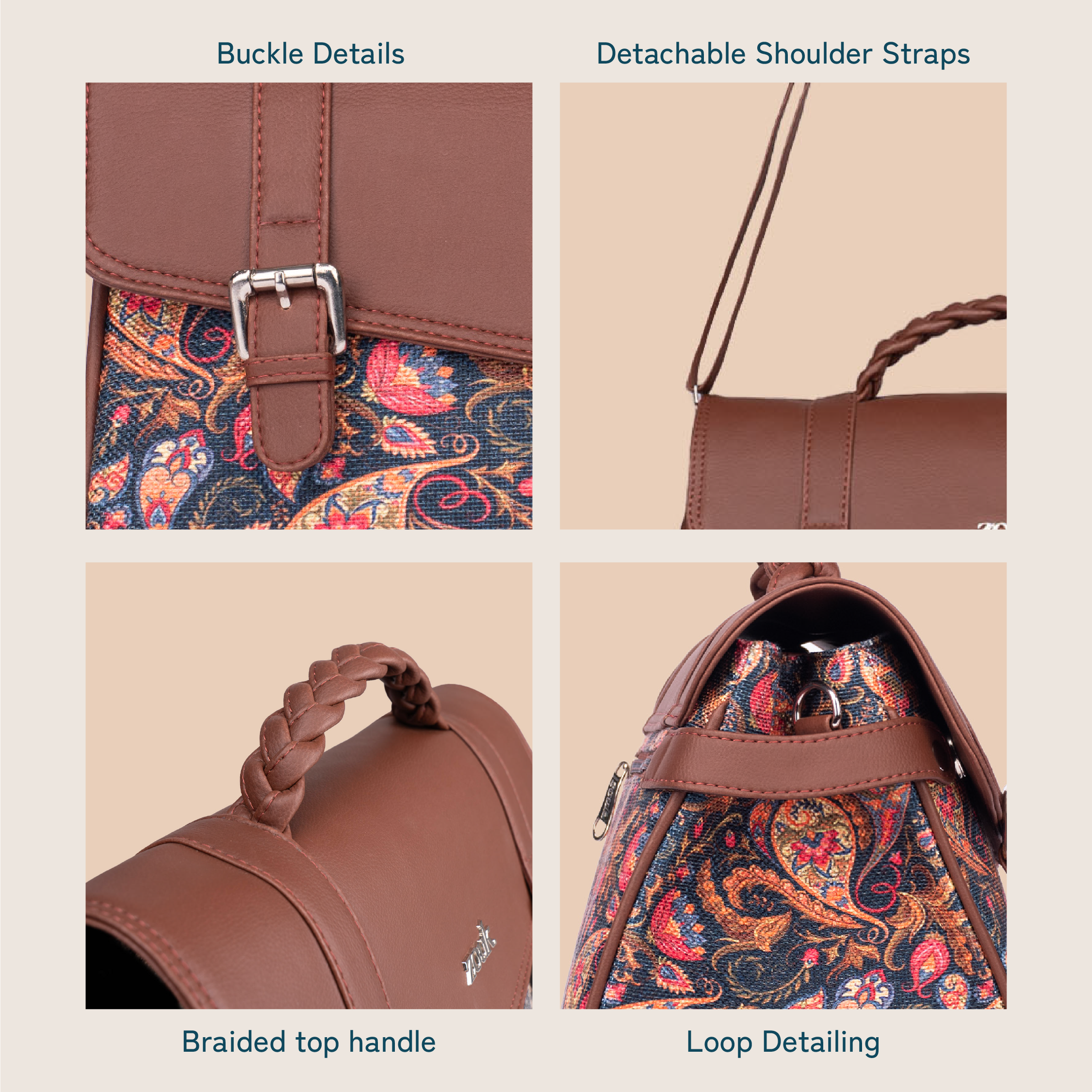 ZIP-Konkona Heritage Satchel Bag - Paisley Print