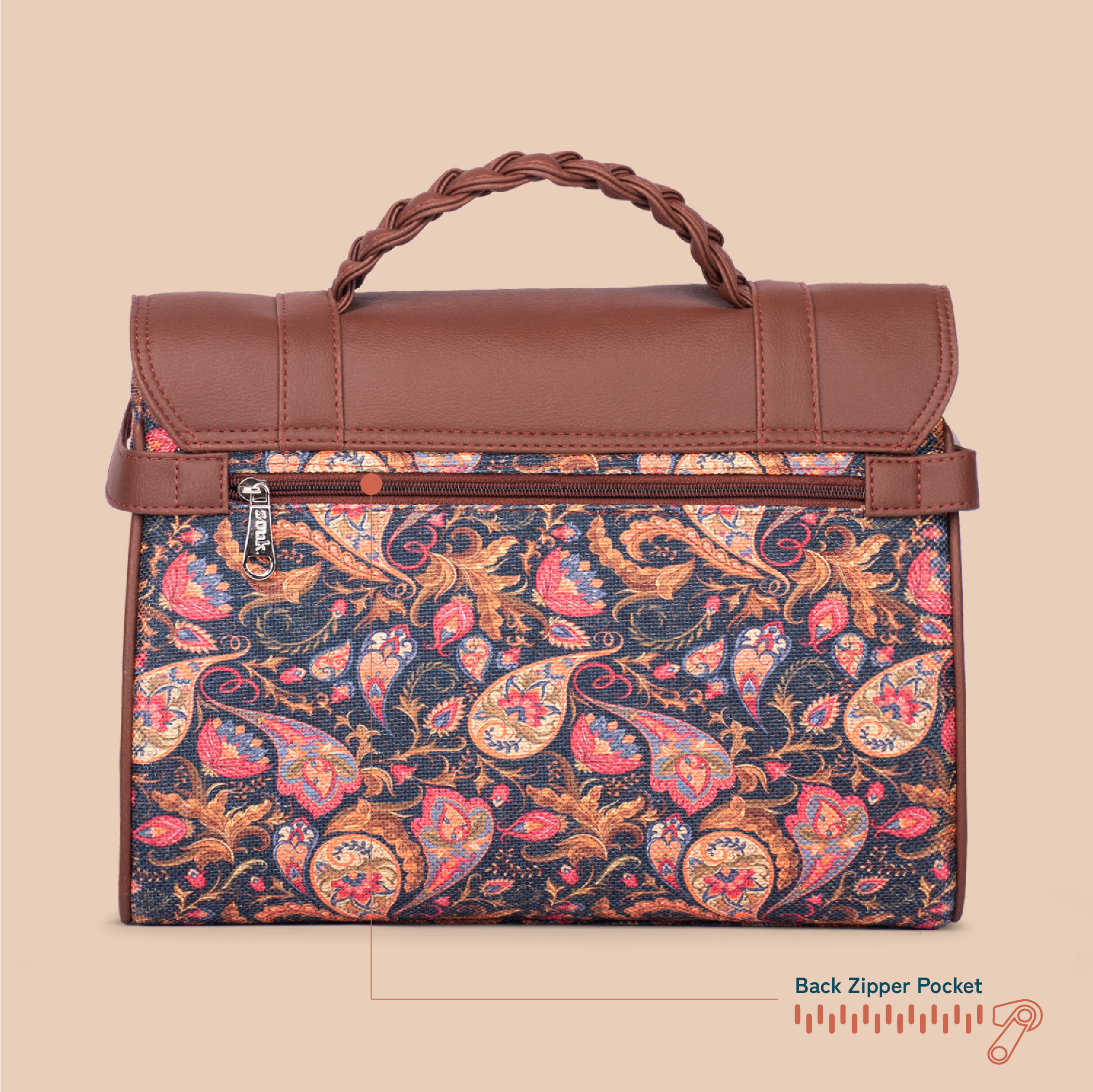 ZIP-Konkona Heritage Satchel Bag - Paisley Print