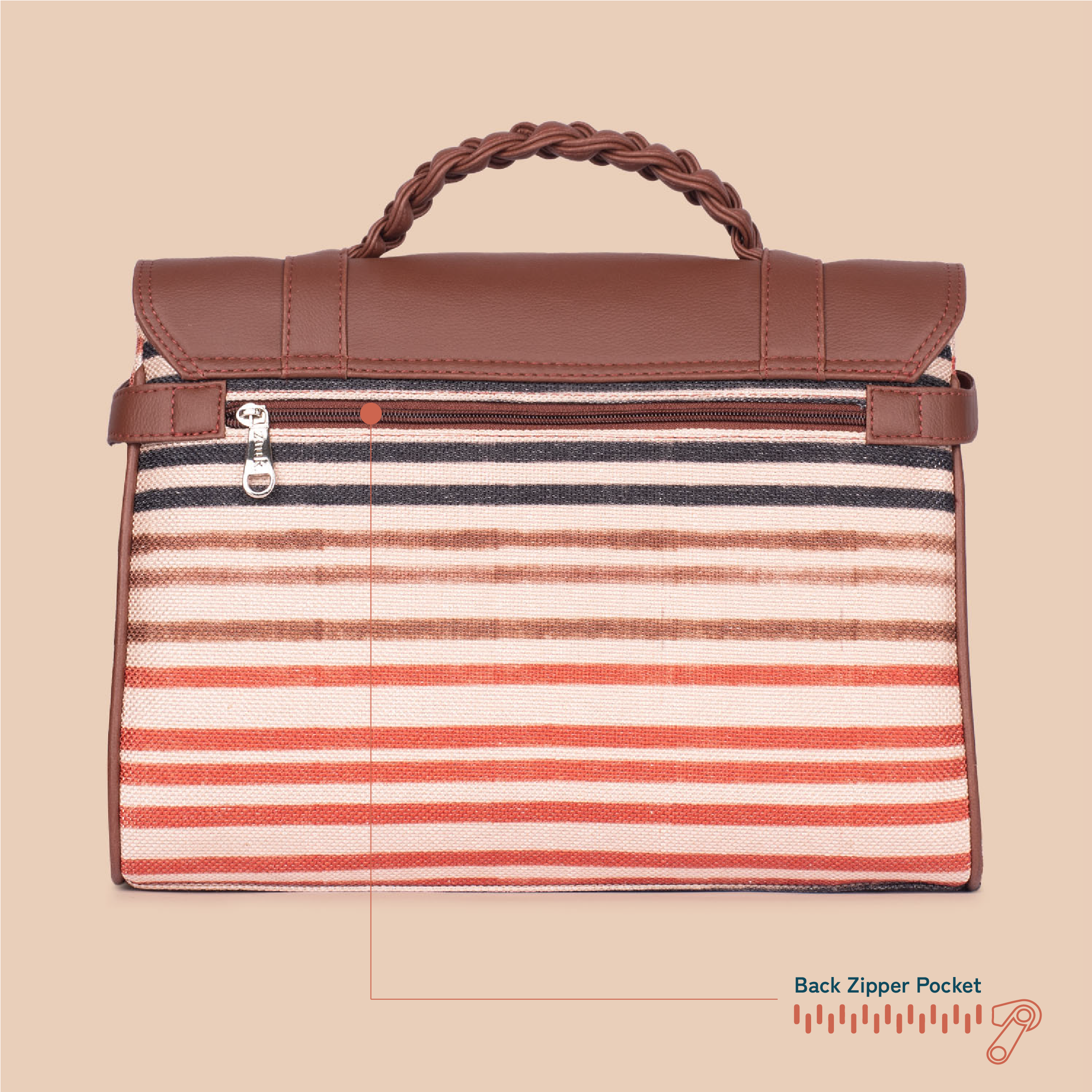 Konkona Heritage Satchel Bag - Qutub Stripes