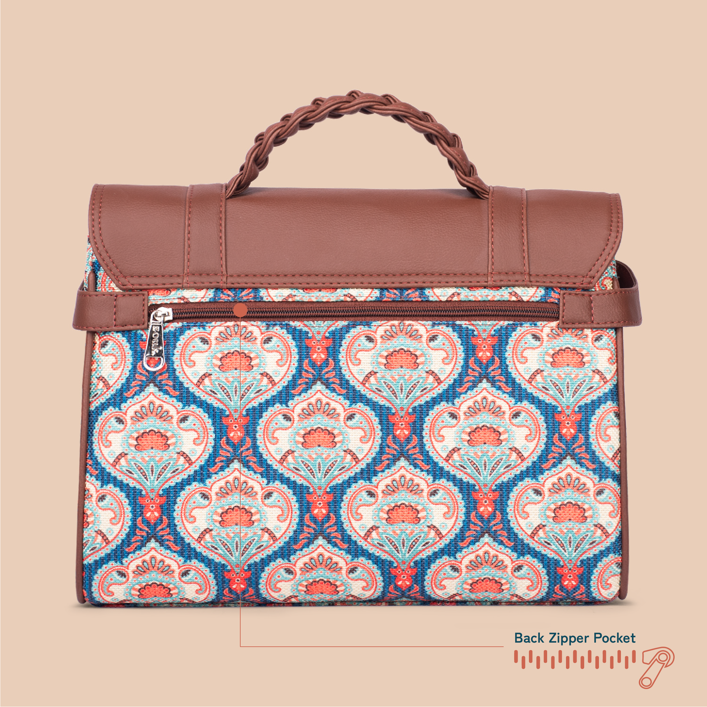 Konkona Heritage Satchel Bag - Kovil Blue