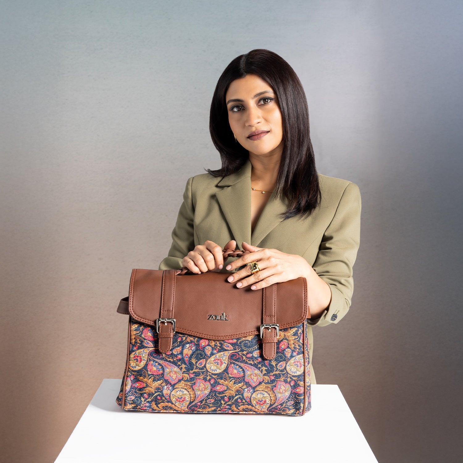 ZIP-Konkona Heritage Satchel Bag - Paisley Print