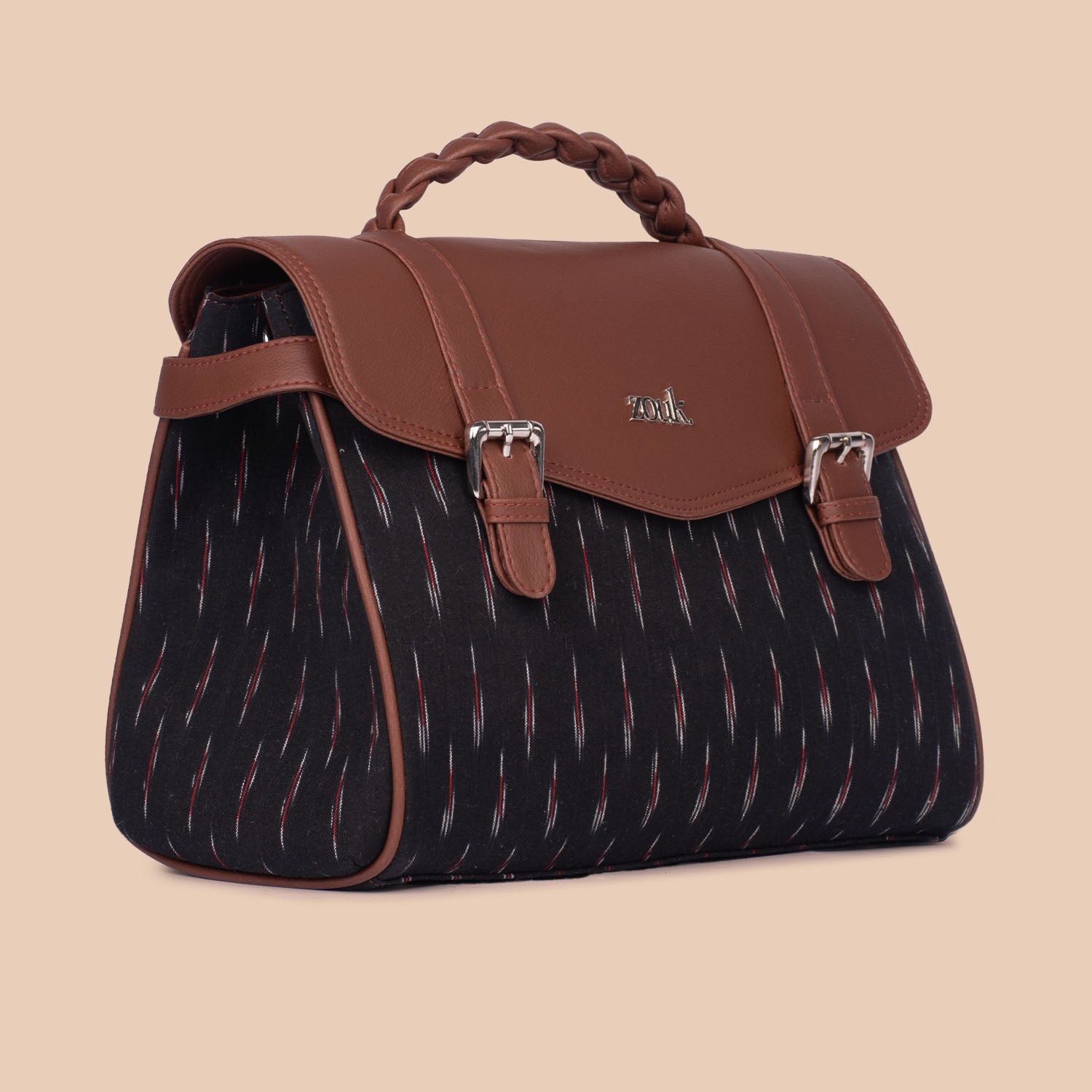 Konkona Heritage Satchel Bag - Ikat GreRed