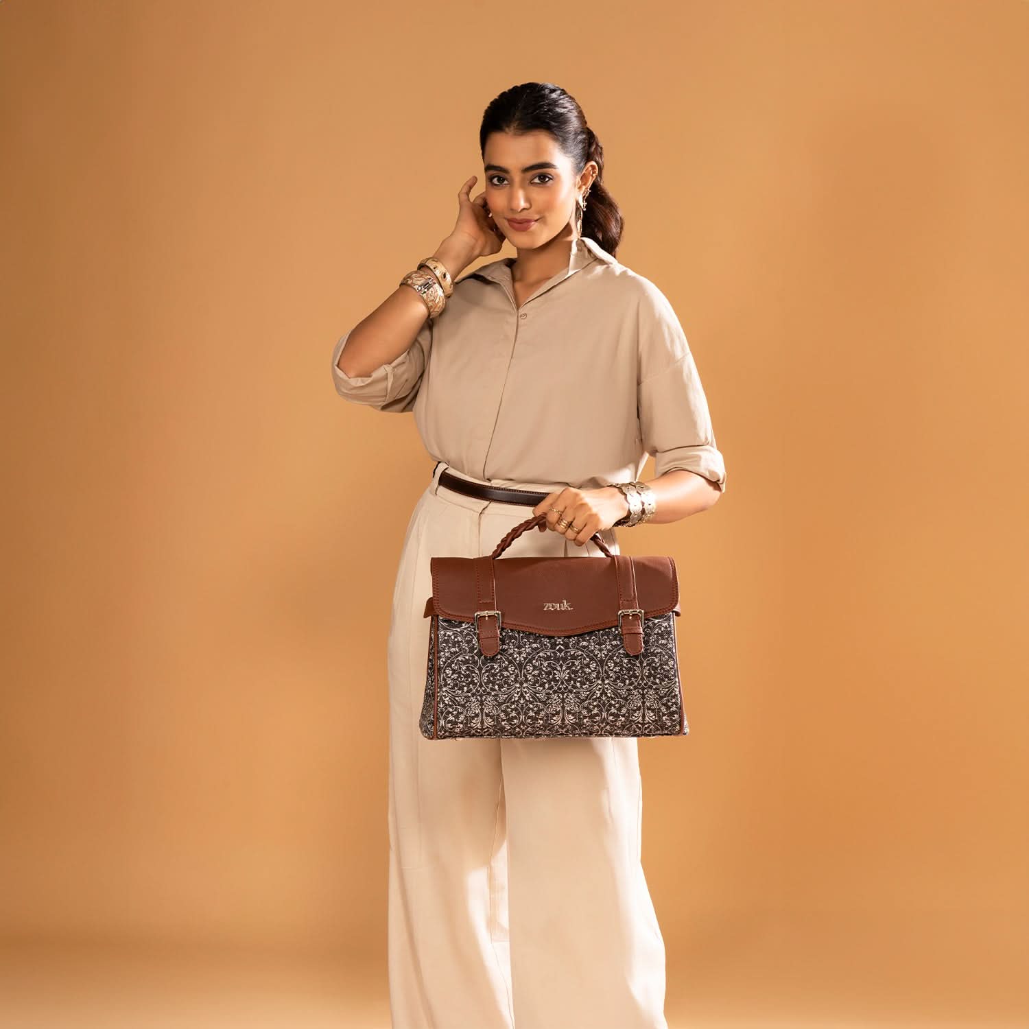 ZIP-Konkona Heritage Satchel Bag - Lattice Lace