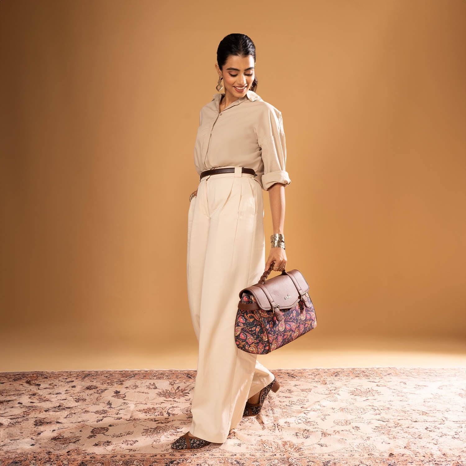 ZIP-Konkona Heritage Satchel Bag - Paisley Print