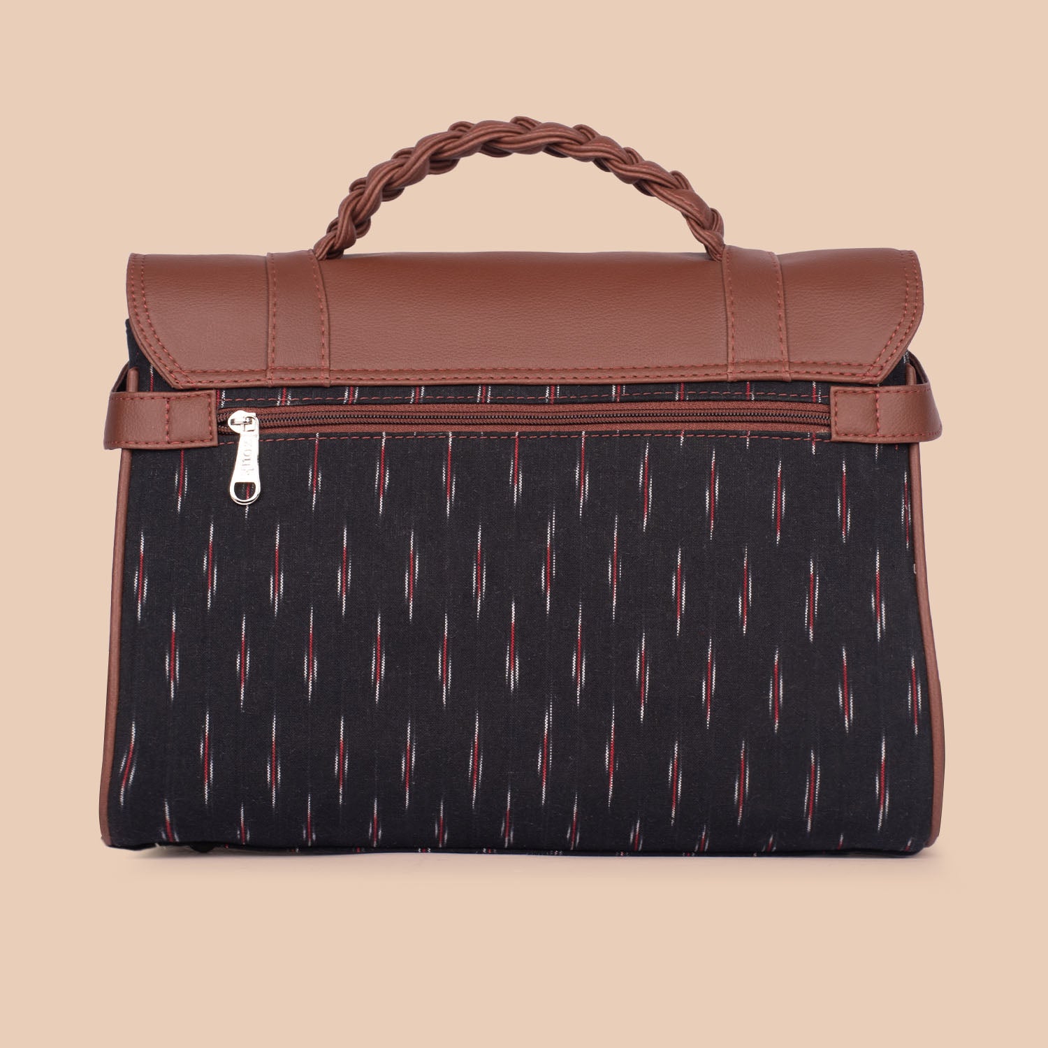 Konkona Heritage Satchel Bag - Ikat GreRed