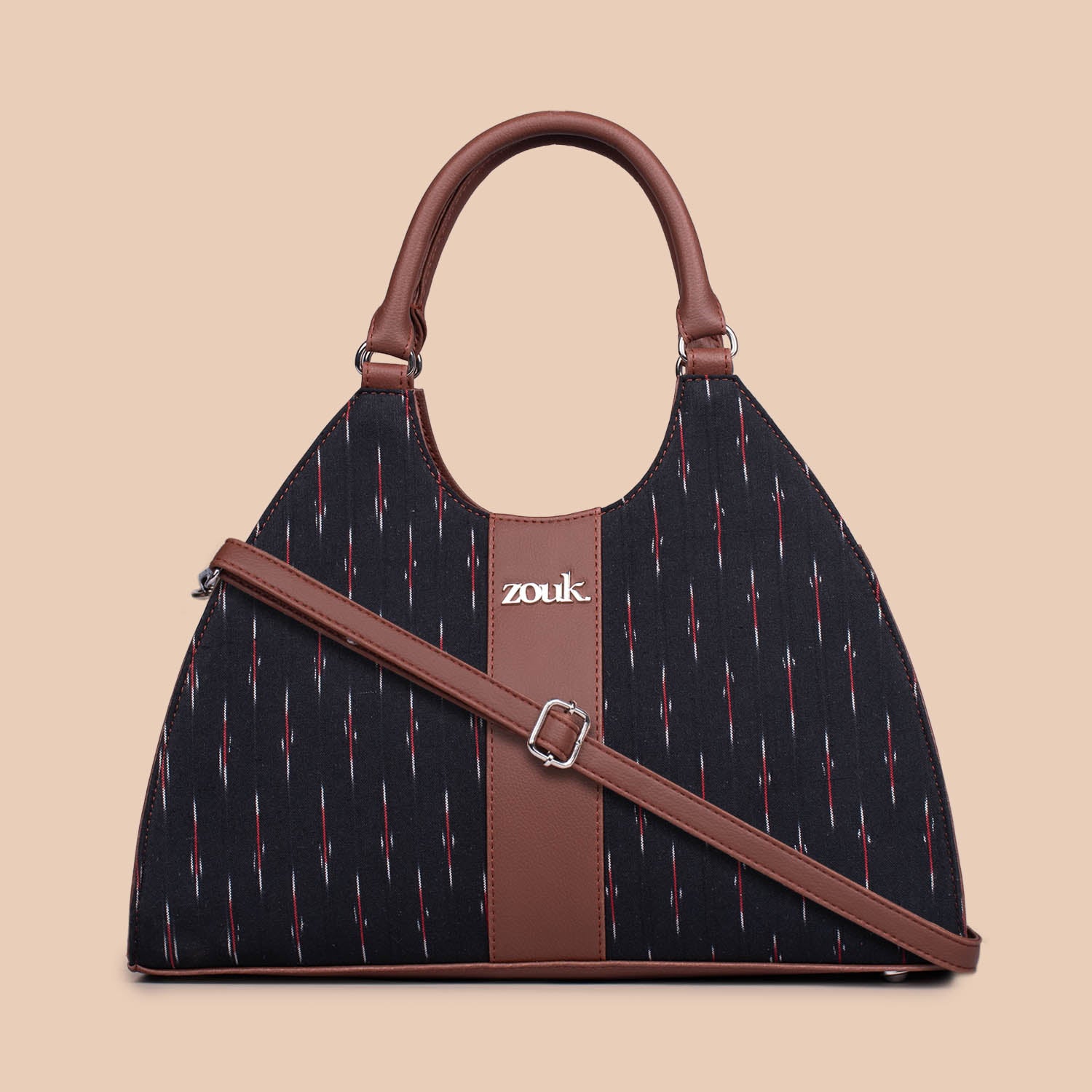 Konkona Statement Satchel Bag - Ikat GreRed