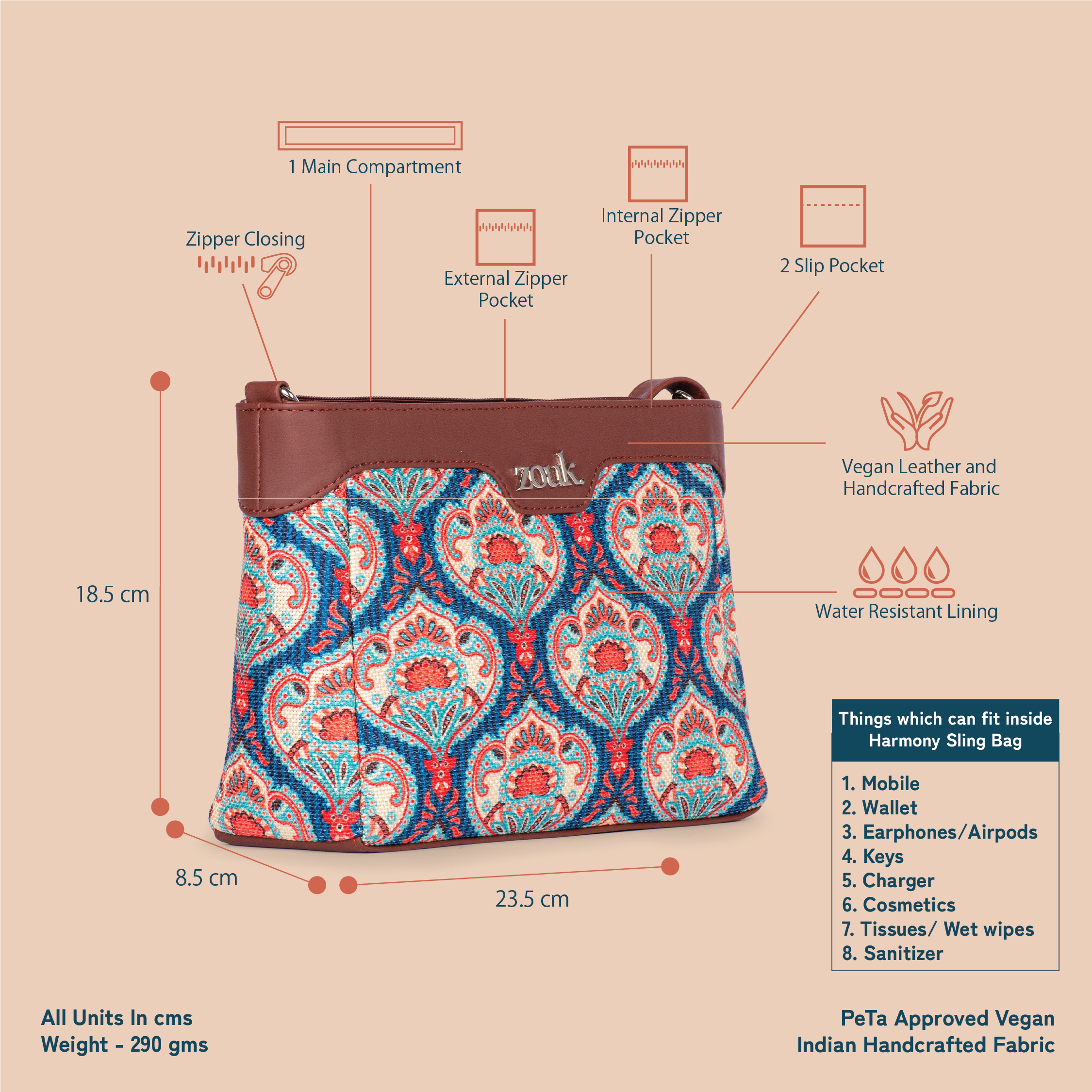 Kovil Blue Harmony Sling Bag