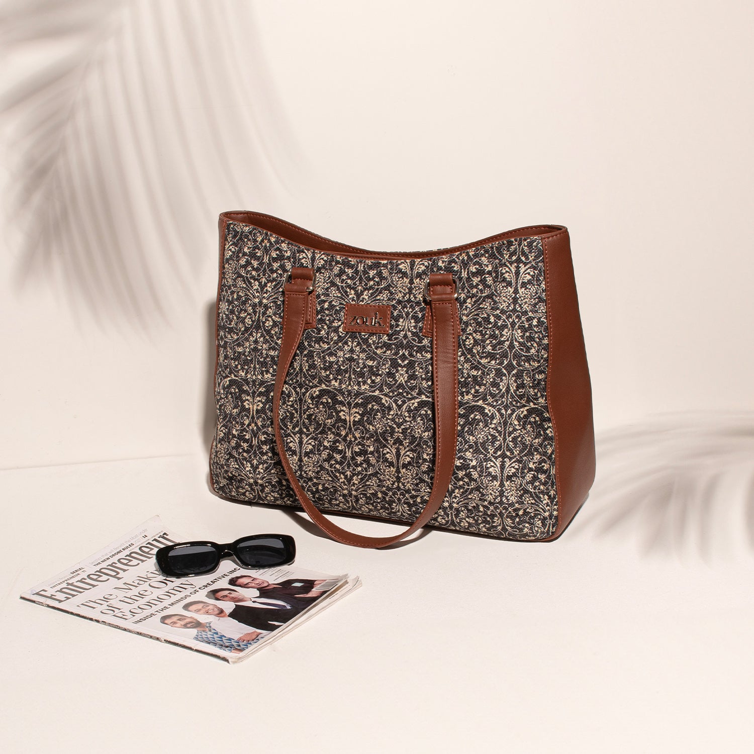 Lattice Bloom Leather Tote