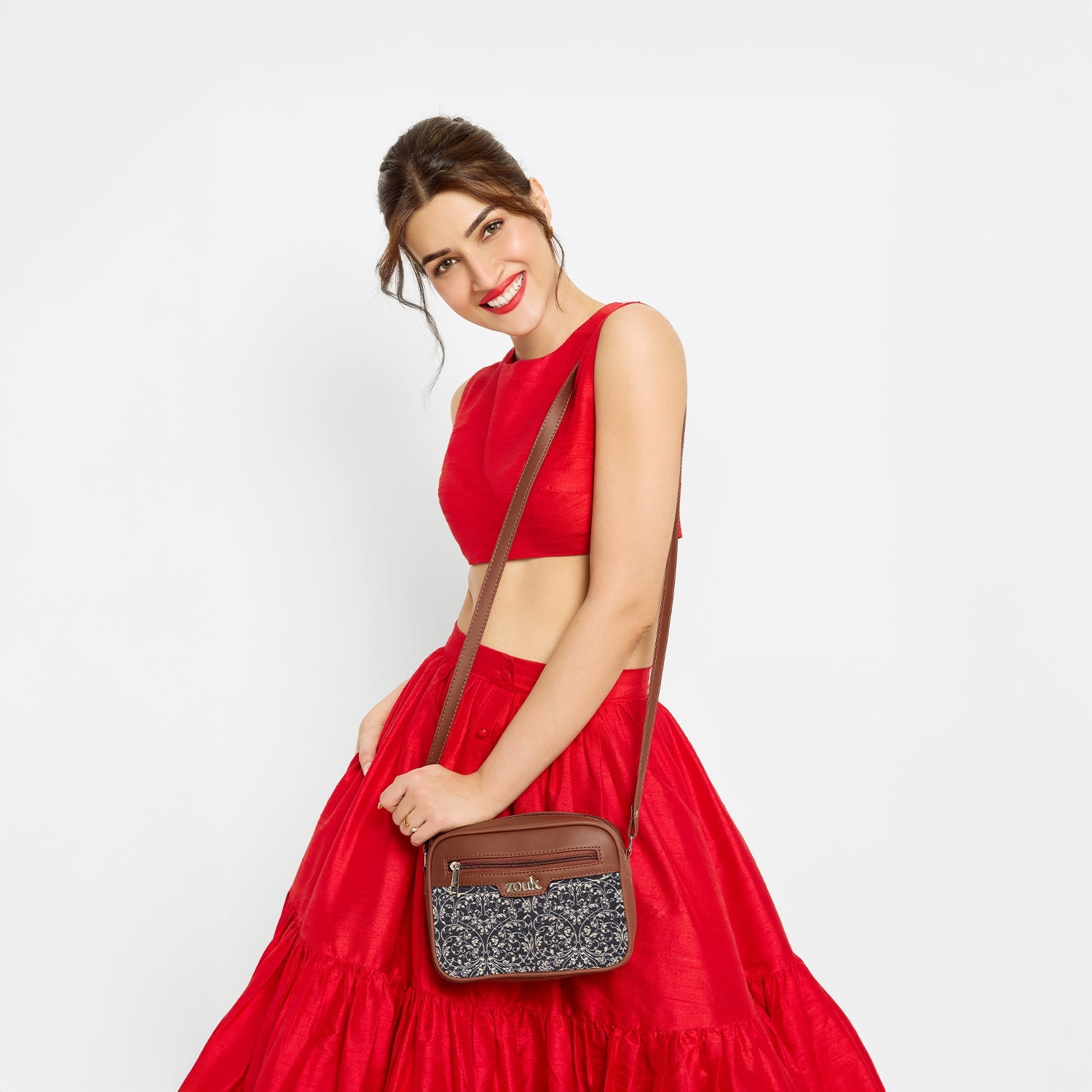 ZIP-Lattice Lace Sling Bag