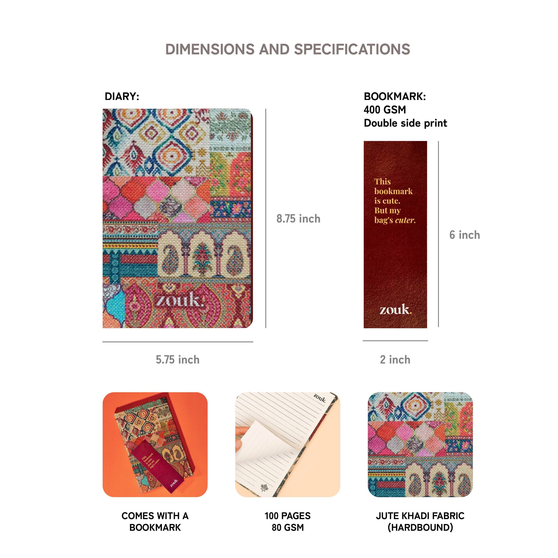 ZIP-Zouk Diary & Bookmark - Kutch Gamthi