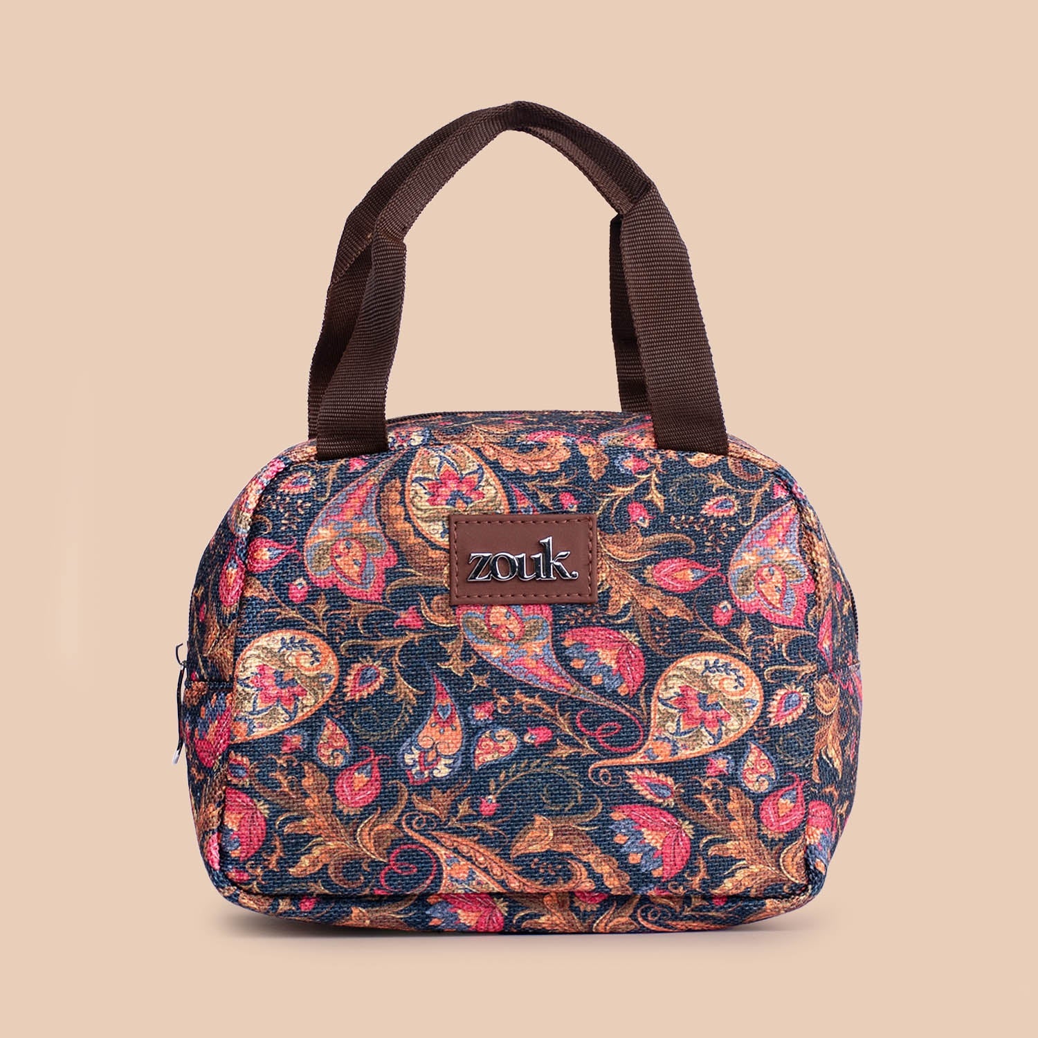ZIP-Paisley Print Lunch Bag