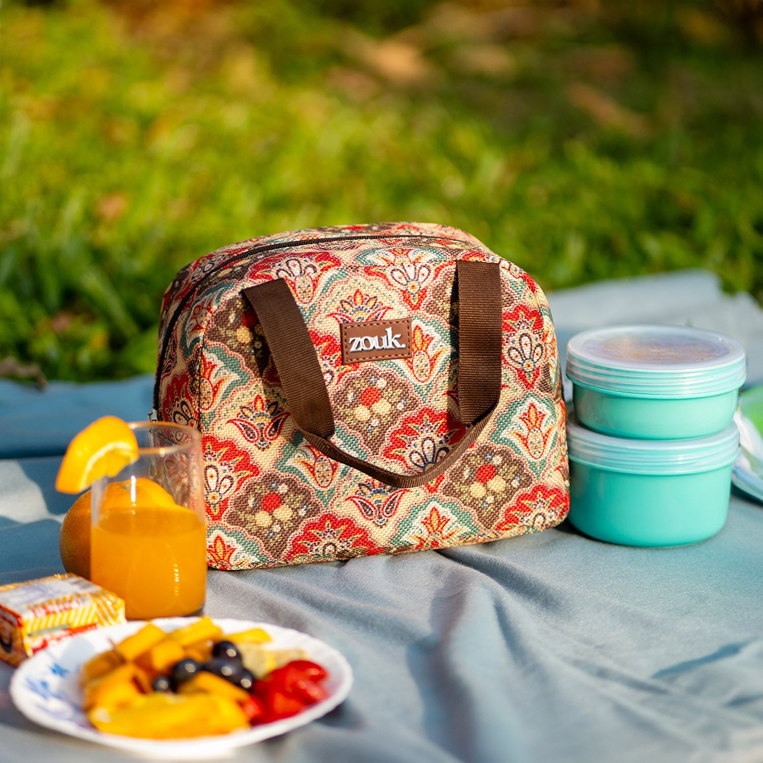 ZIP-Mughal Art Multicolor Lunch Bag