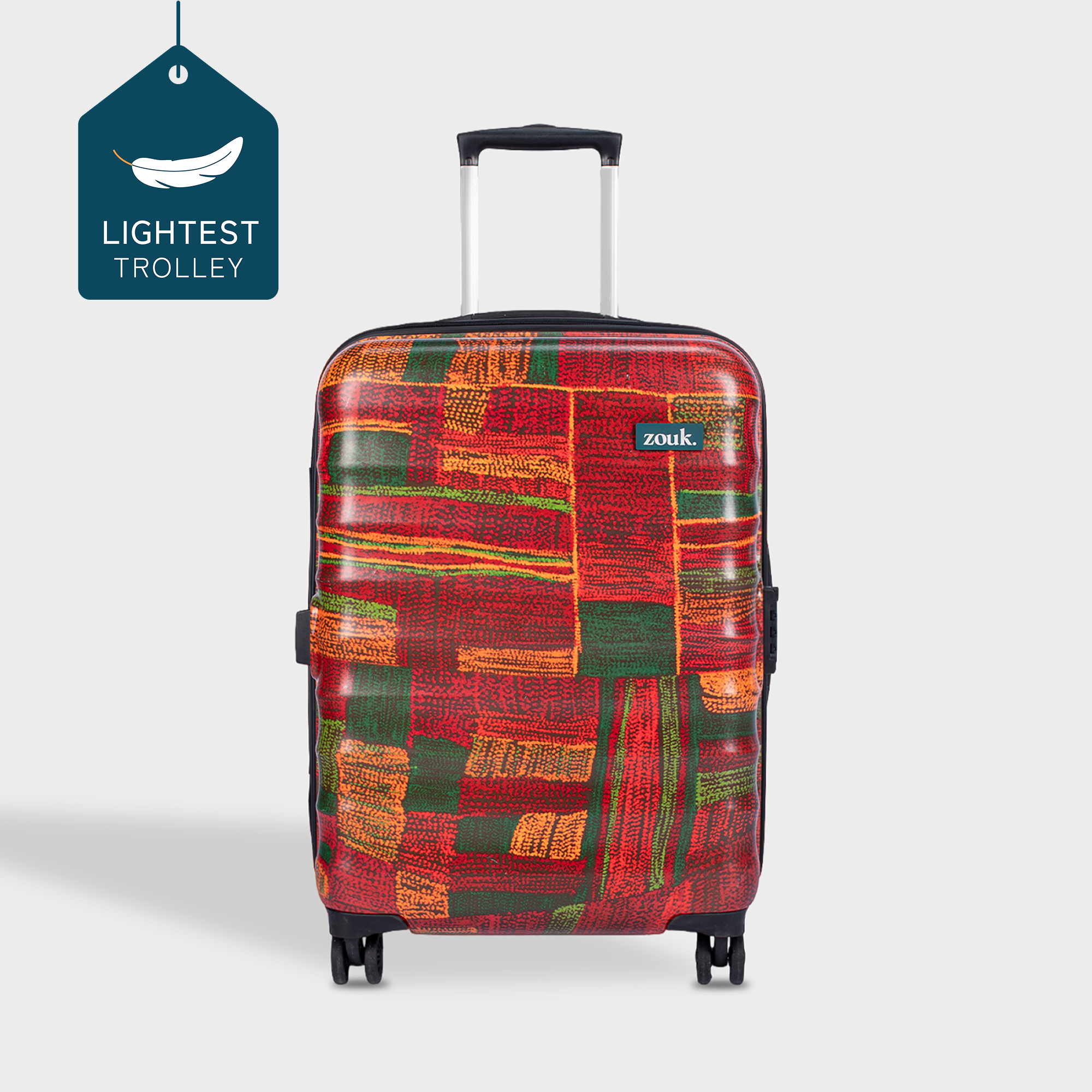 Indus Lattice Red Amorah Trolley Bag