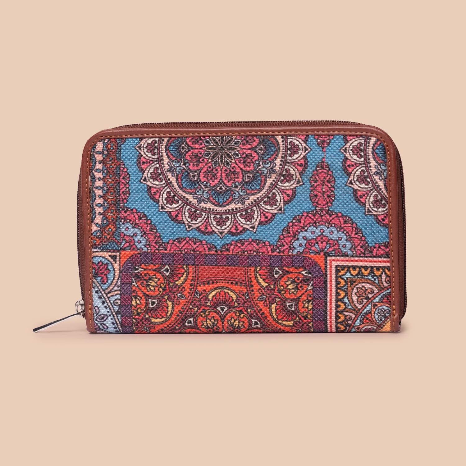 Multicolor Mandala Print - Office Tote Bag & Classic Zipper Wallet Combo