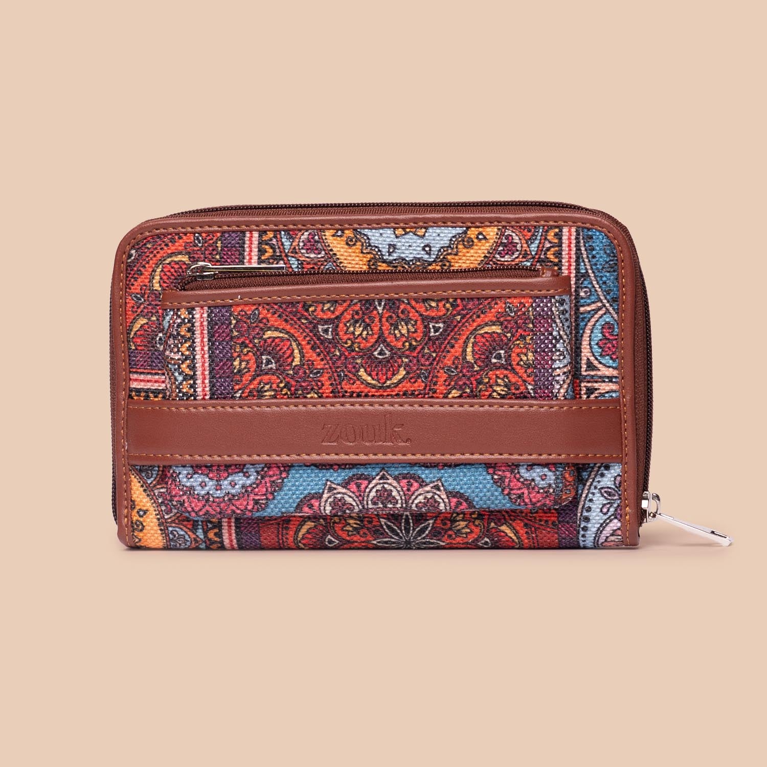 WavBeach & Multicolor Mandala Print - Office Tote Bag & Classic Zipper Wallet Combo