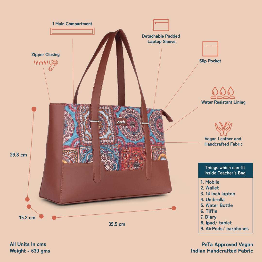 Zouk Multicolor Mandala Print Maya Multitasker Tote Bag
