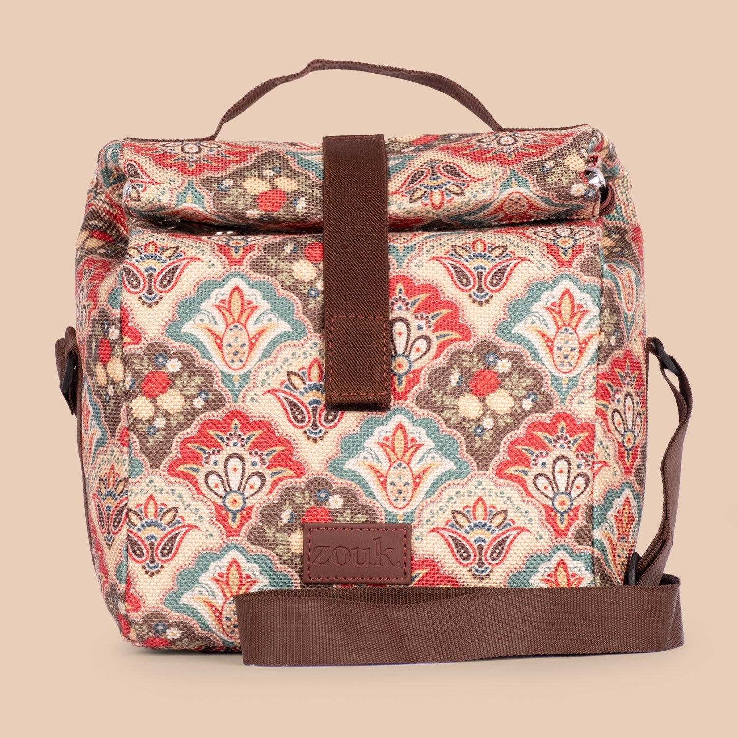 ZIP-Mughal Art Multicolor Roll Up Lunch Bag