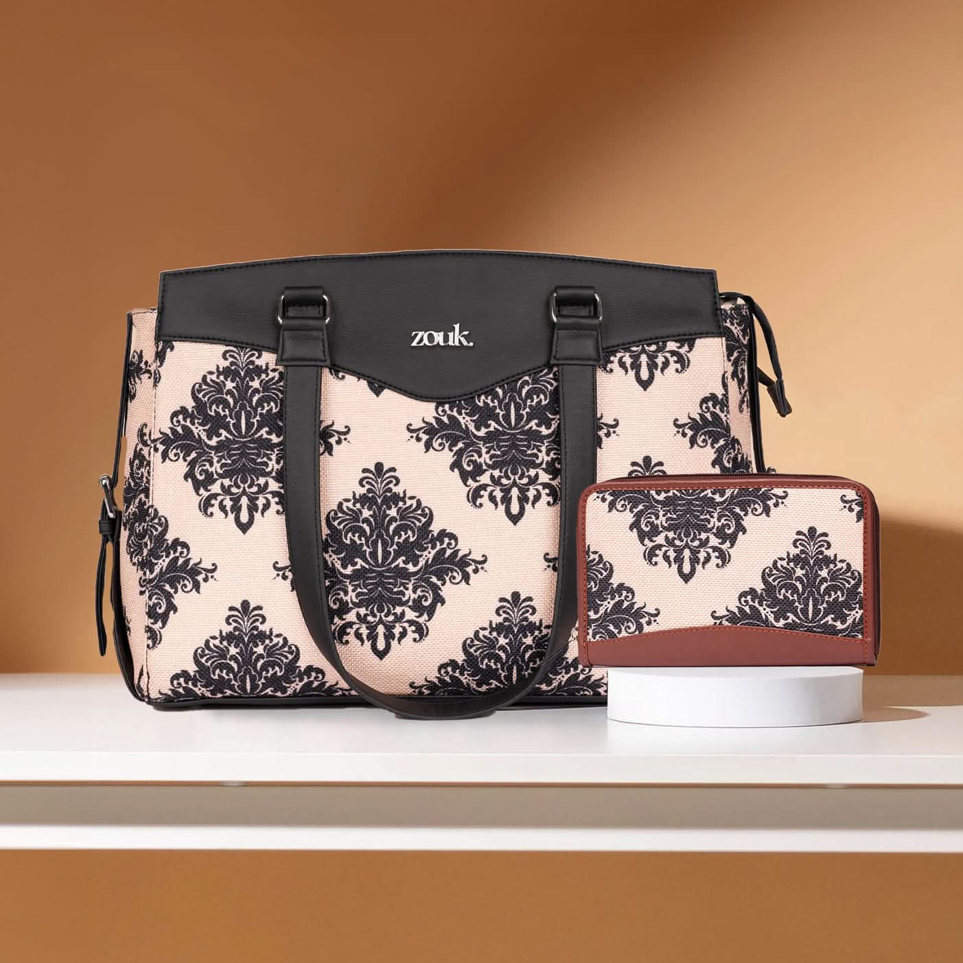 Mughal Motif - Women's Work Bag & Chain Wallet Combo