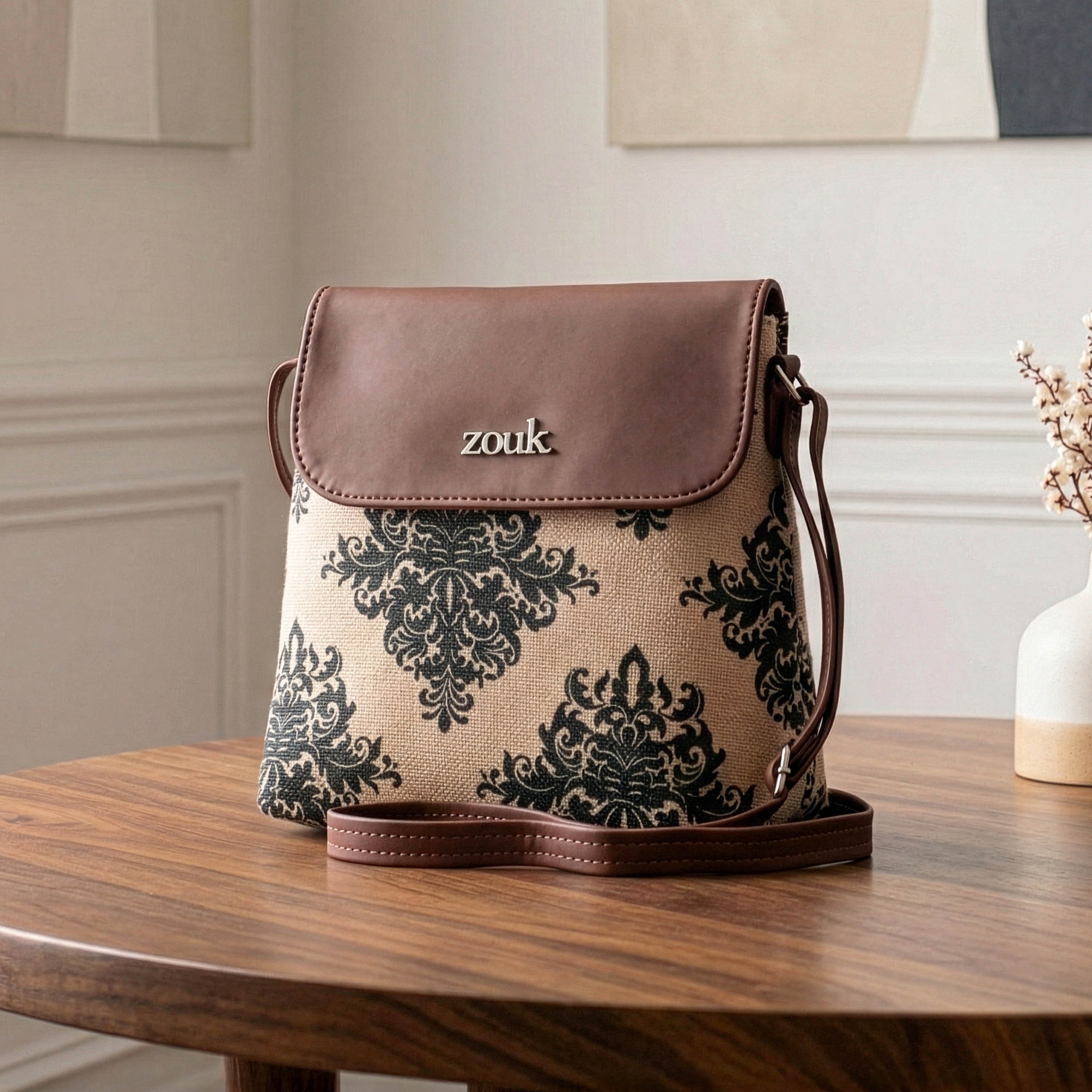 Mughal Motif Flap Sling Bag