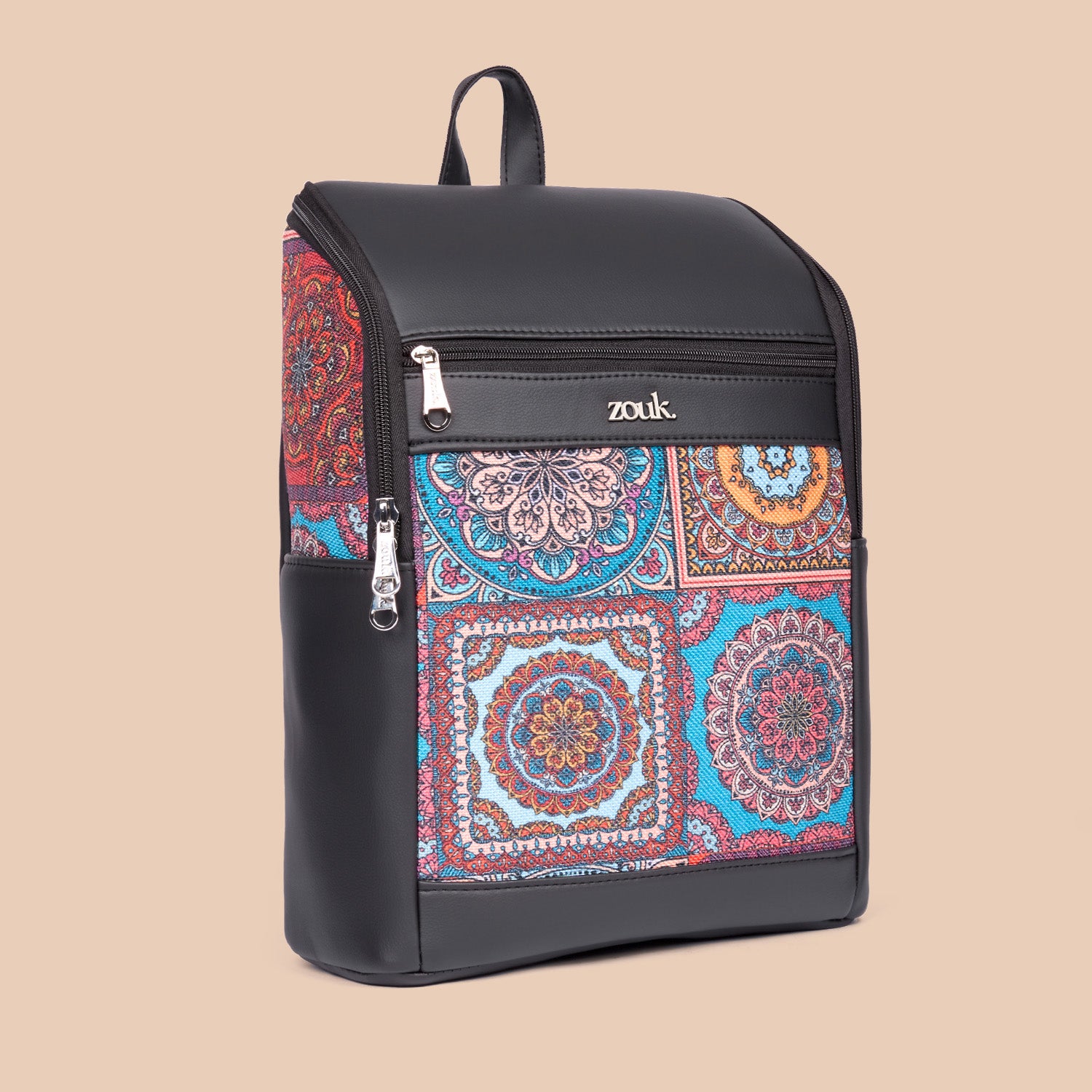Multicolor Madala Print Amalia Backpack (Black)