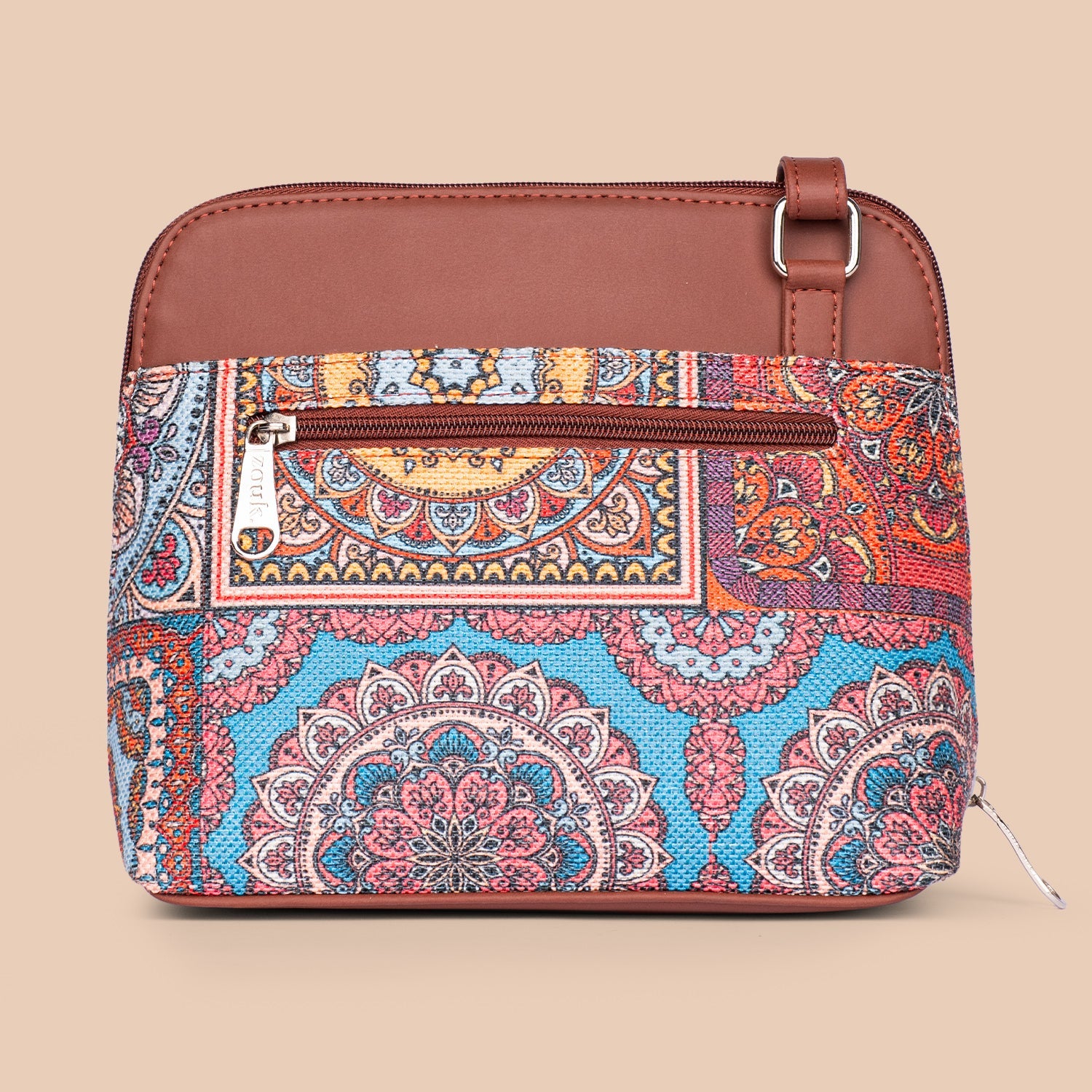 ZIP-Multicolor Mandala Print OOO Sling Bag
