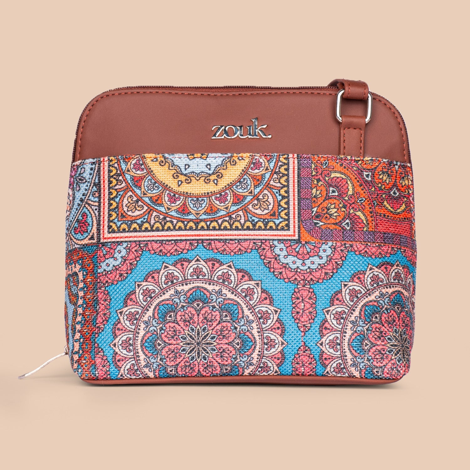 ZIP-Multicolor Mandala Print OOO Sling Bag
