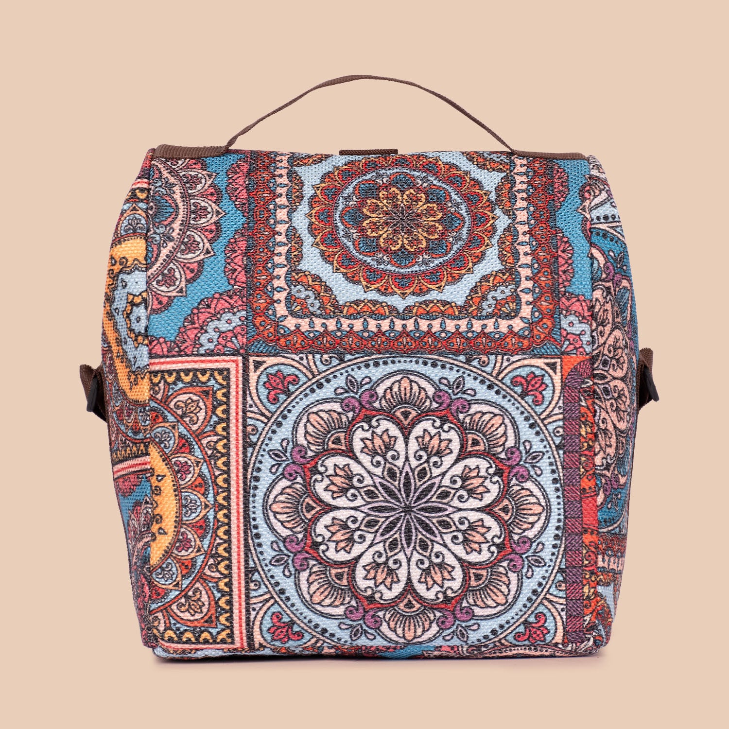 Multicolor Mandala Print Roll Up Lunch Bag