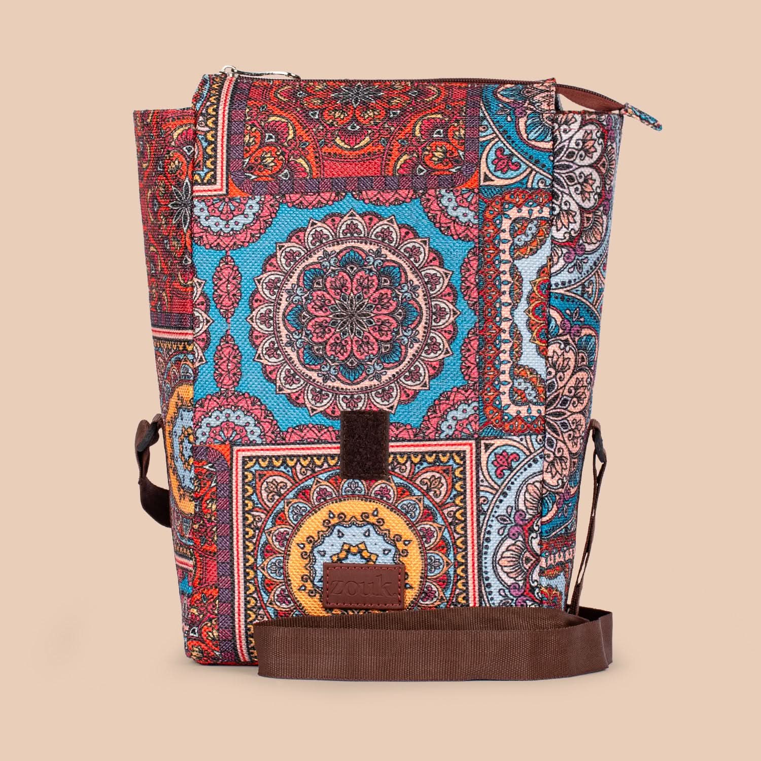 Multicolor Mandala Print Roll Up Lunch Bag