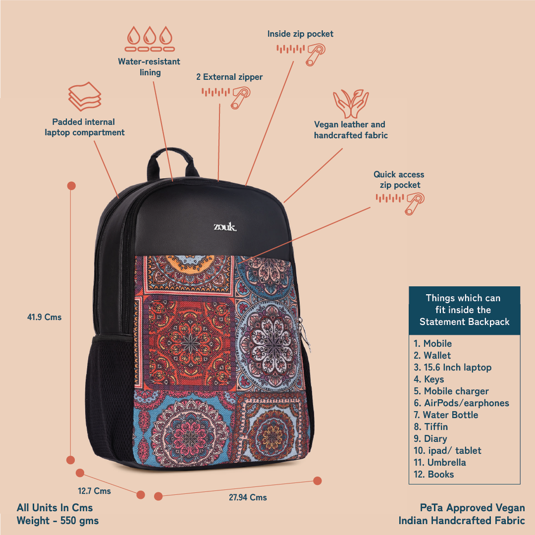Multicolor Mandala Print Statement Backpack & Multicolor Mandala Print Flap Sling Bag Combo