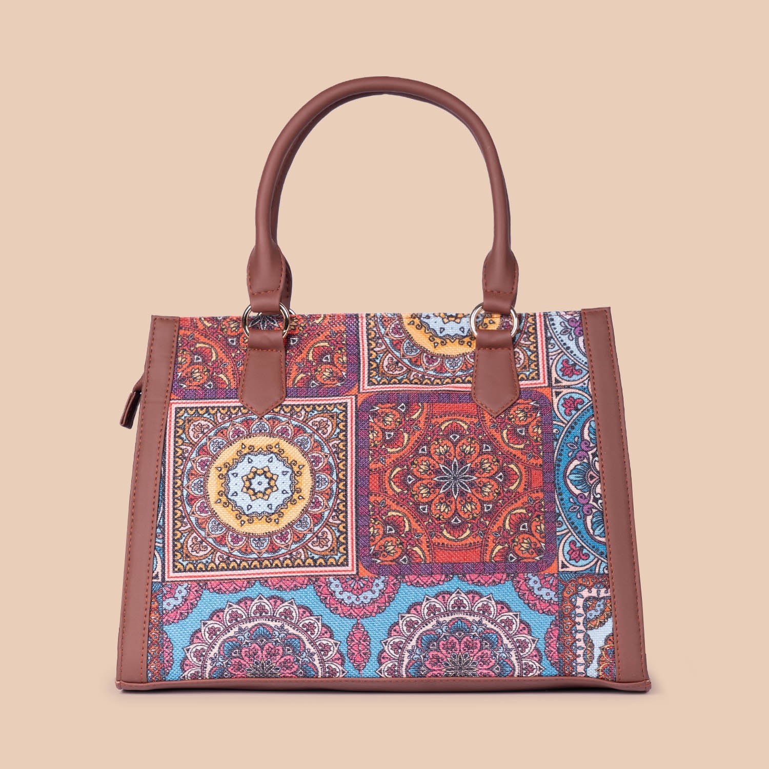 ZIP-Multicolor Mandala Print Classic Handbag