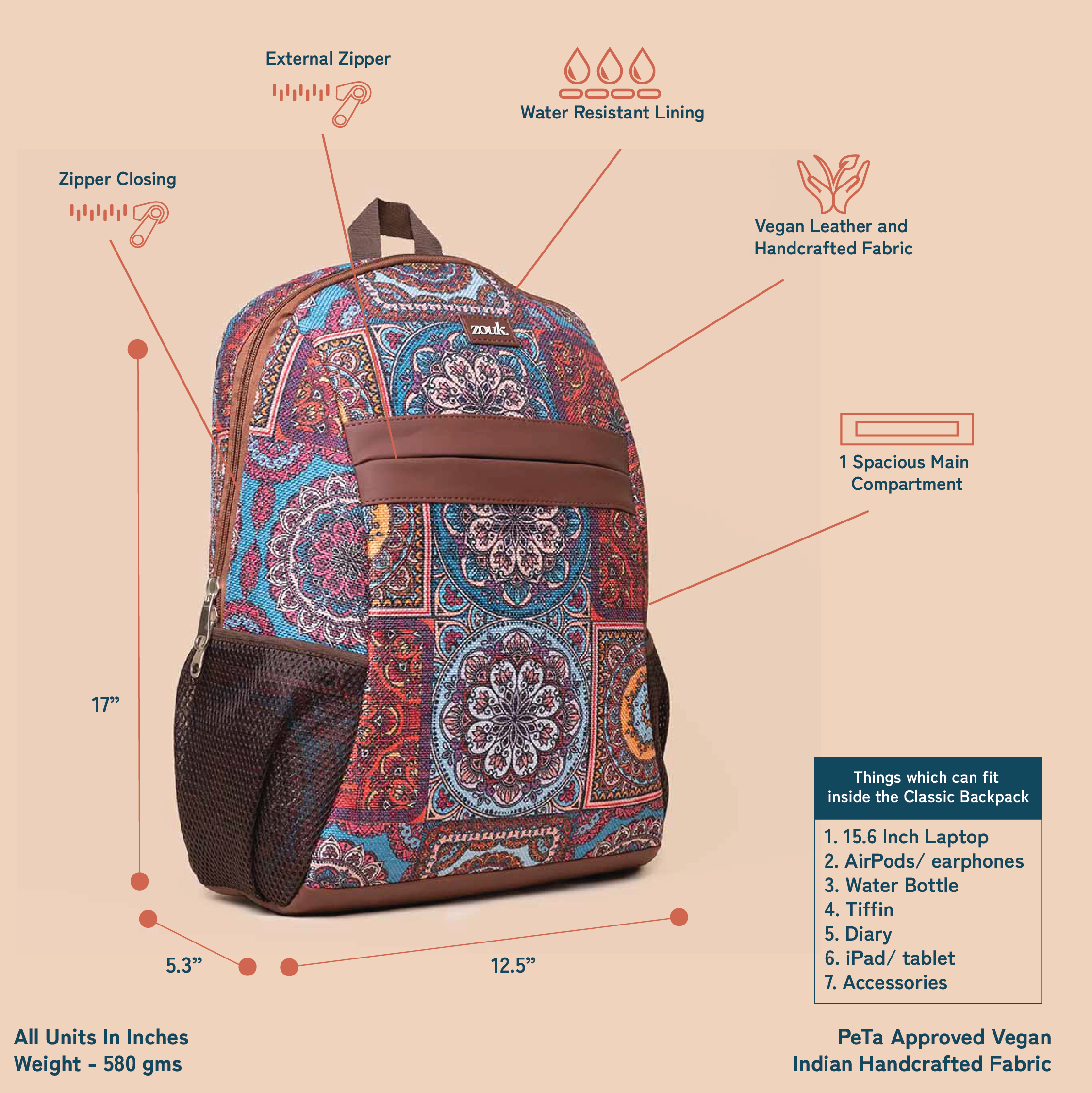 Multicolor Mandala Print Classic Backpack
