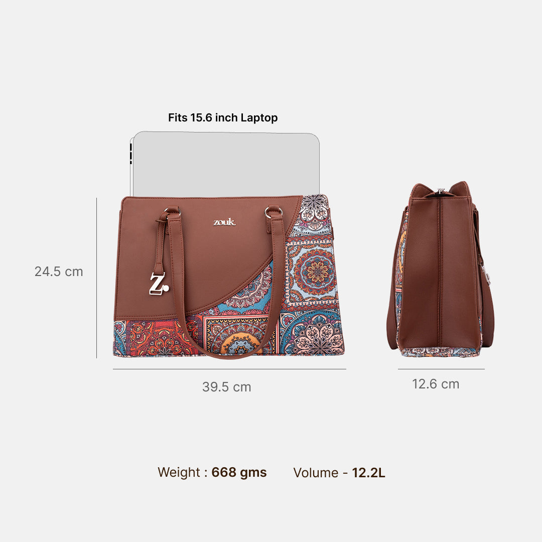 Multicolor Mandala Print Office Essential Bag & Multicolor Mandala Print Classic Zipper Wallet CFC Combo