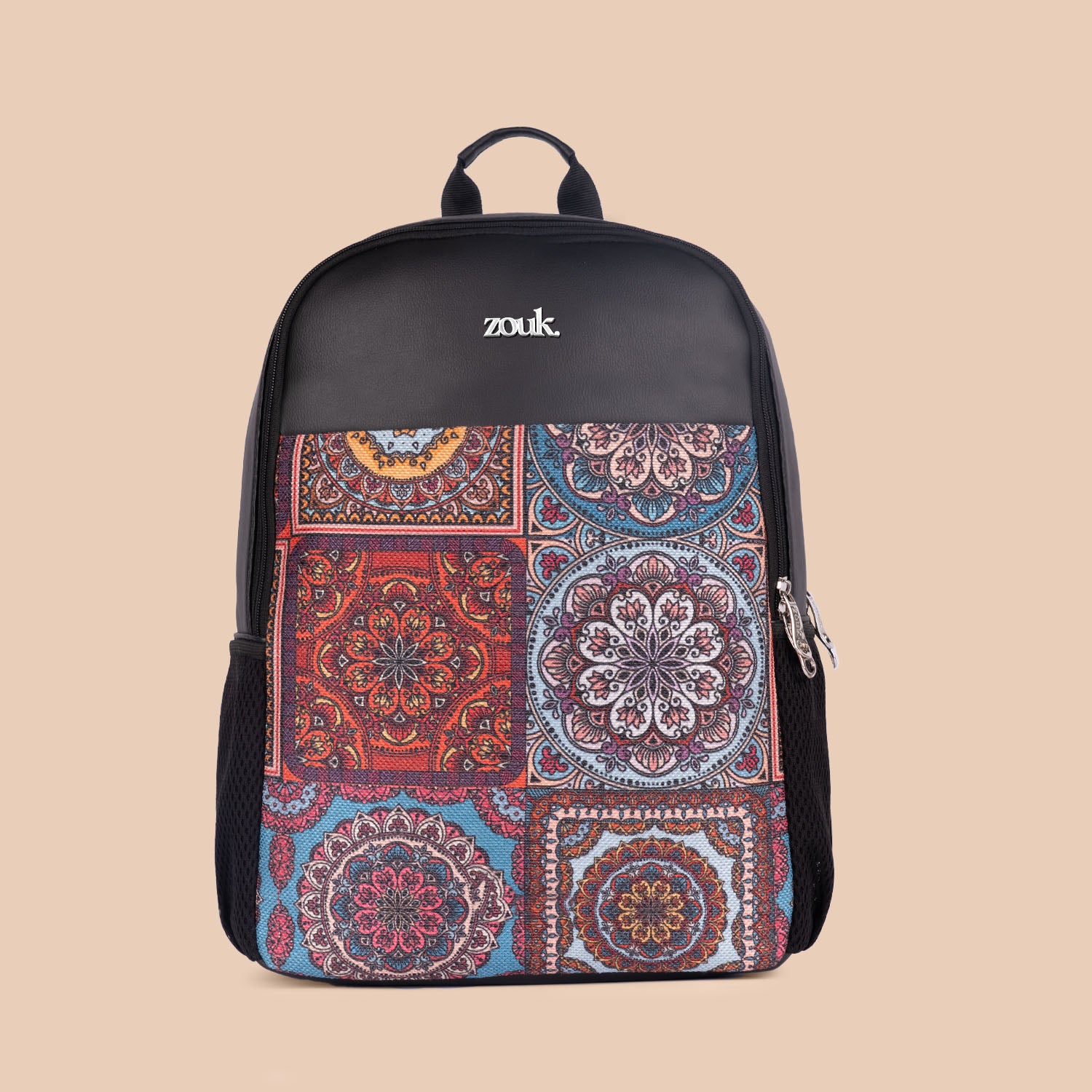 Multicolor Mandala Print Statement Backpack
