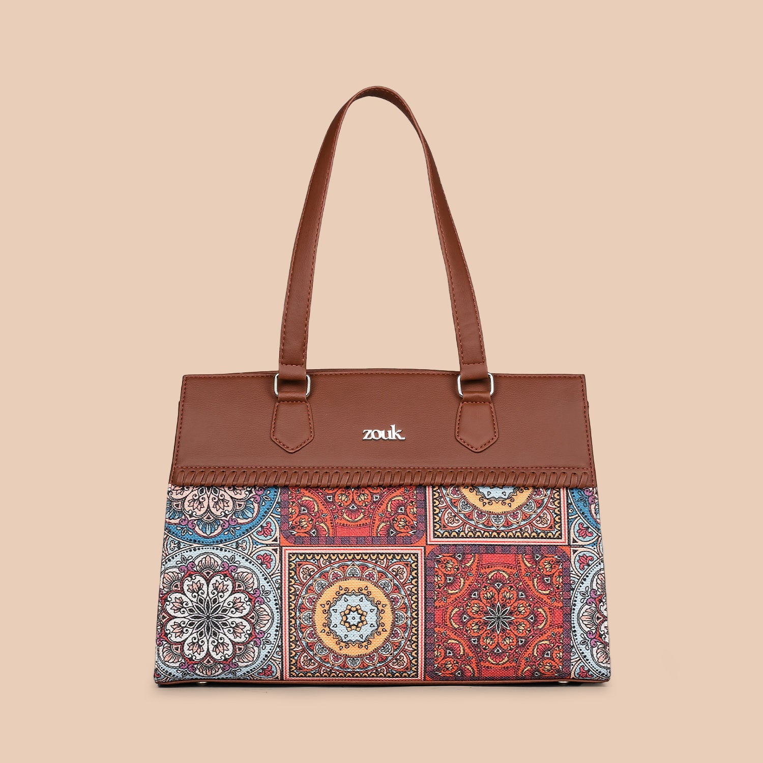 Multicolor Mandala Print Statement Business Bag
