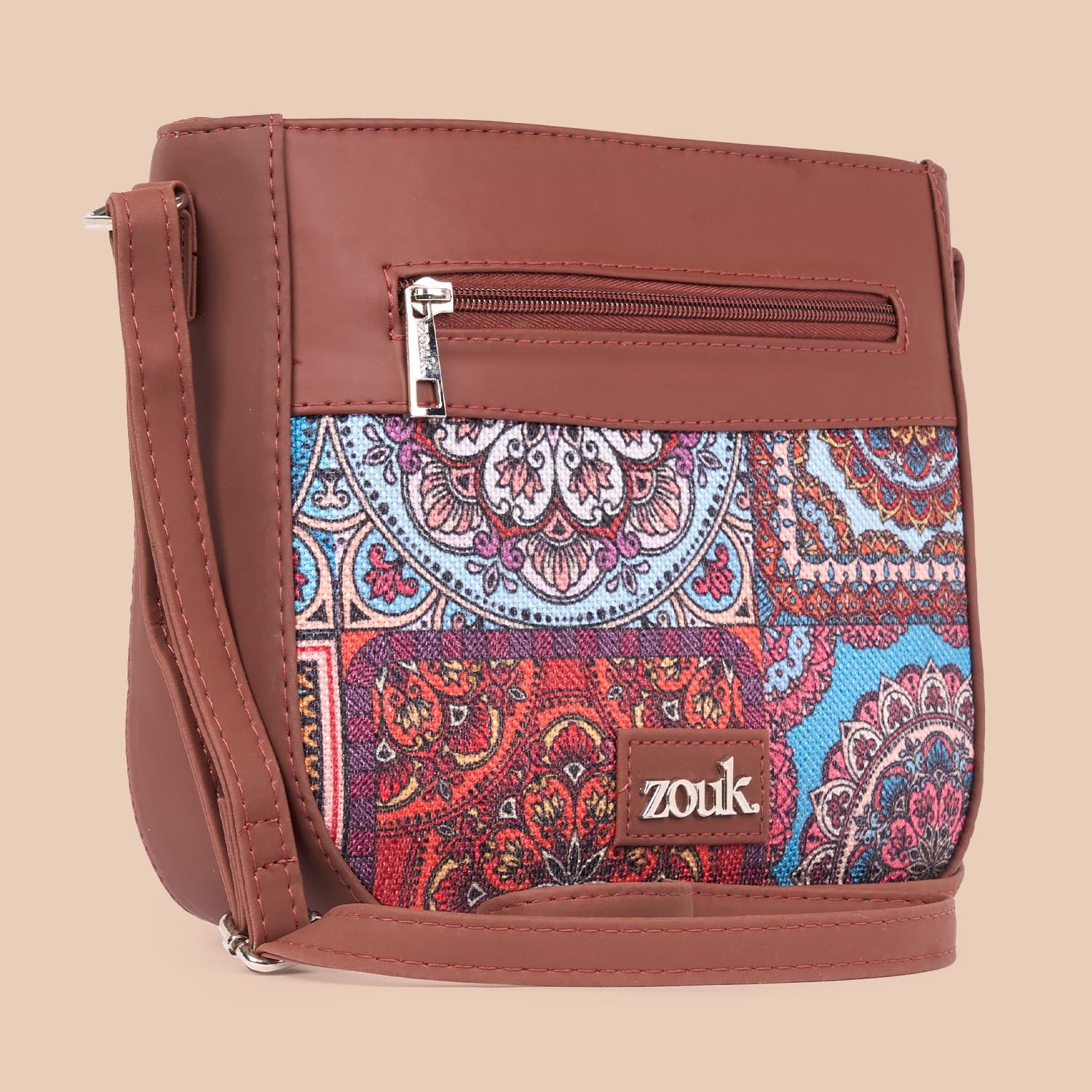 Multicolor Mandala Print U-Shaped Sling Bag
