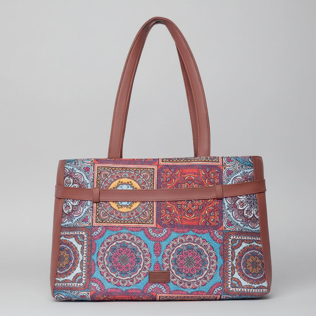 Multicolor Mandala Print Statement Office Bag