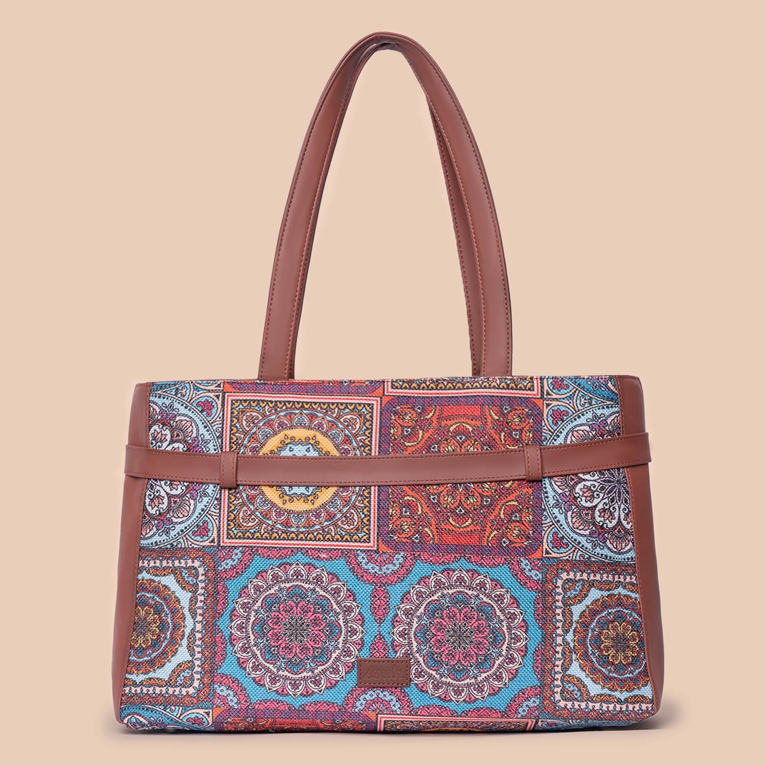 ZIP-Multicolor Mandala Print Statement Office Bag