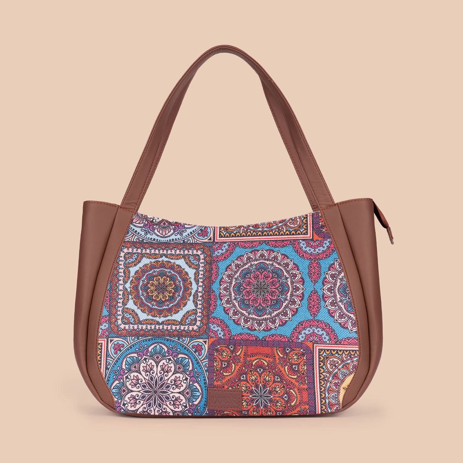 Multicolor Mandala Print & Mughal Art Multicolor - Luna Handbag & Chain Wallet Combo
