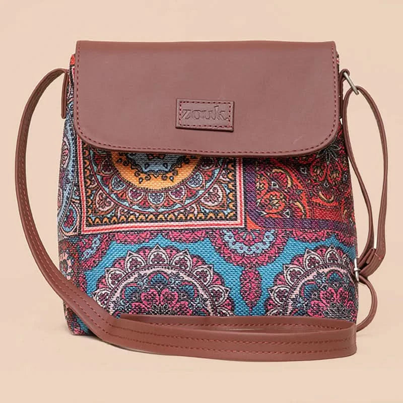 Multicolor Mandala Print - Mother's Bag & Flap Sling Bag Combo